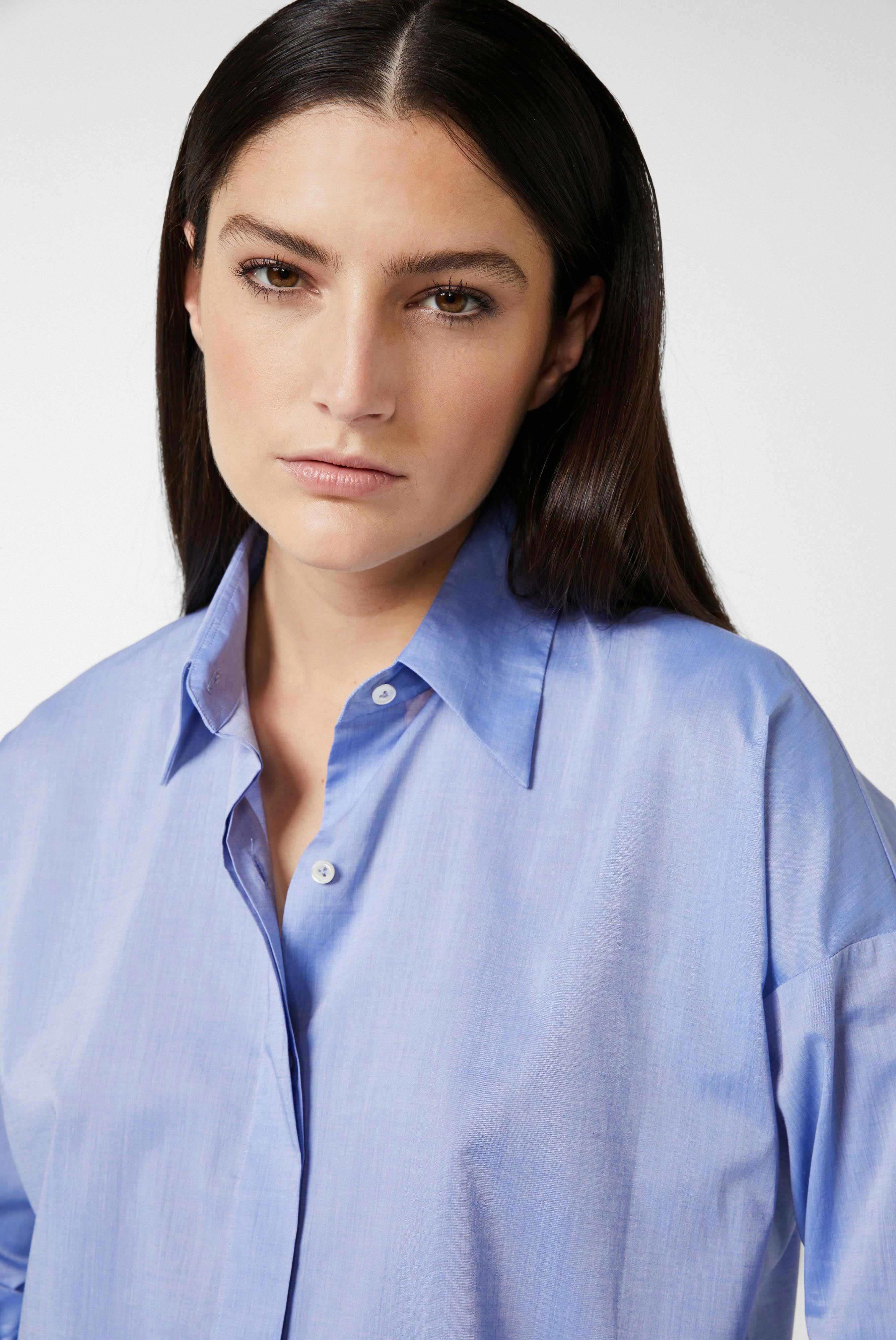 Van Laack-Popeline-Hemdbluse mit überschnittenen Schultern Blau-Hemden & Blusen-Black-Deal-Outlet-by-ARCHIVIST