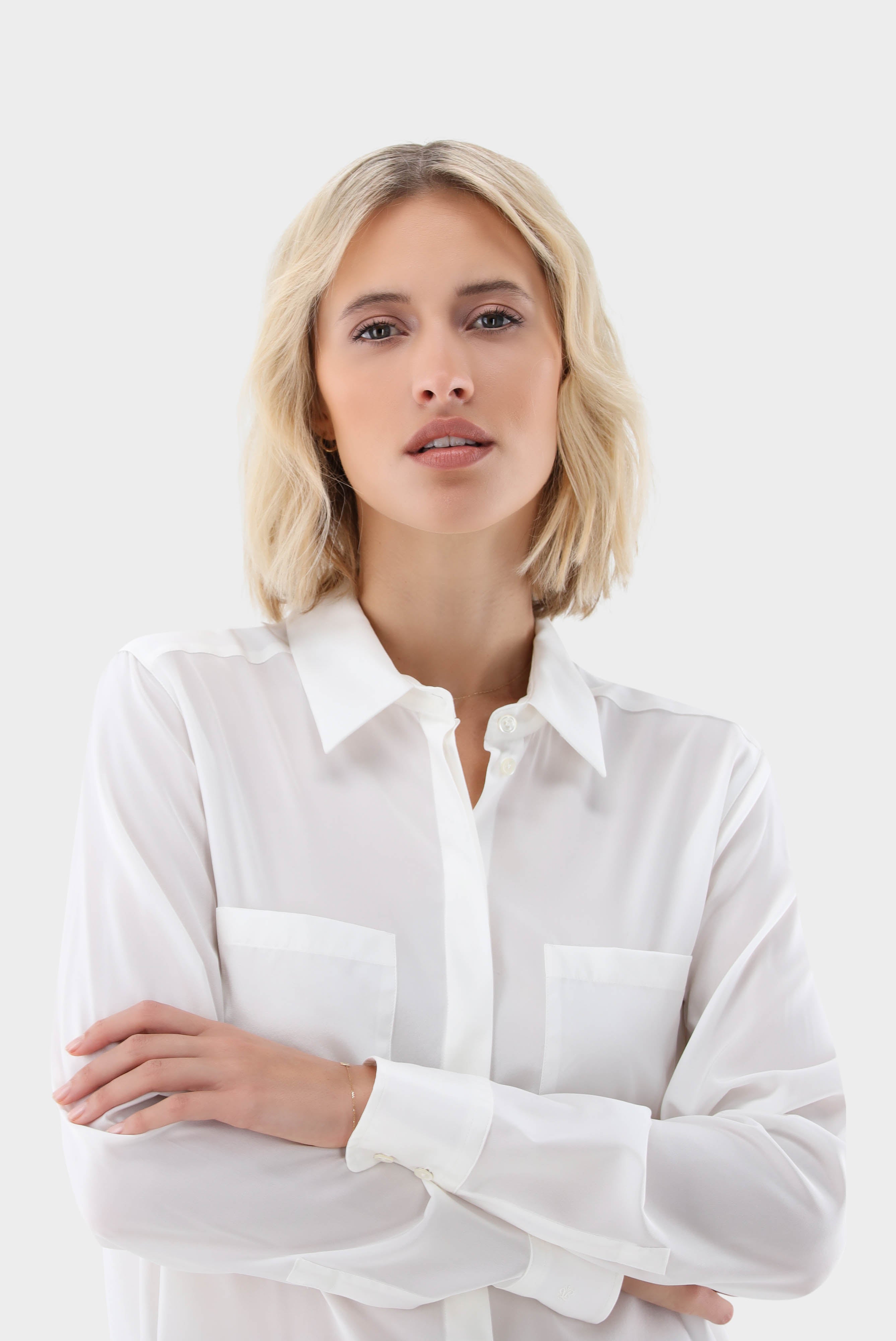 Hemdbluse aus Seide mit Stretch