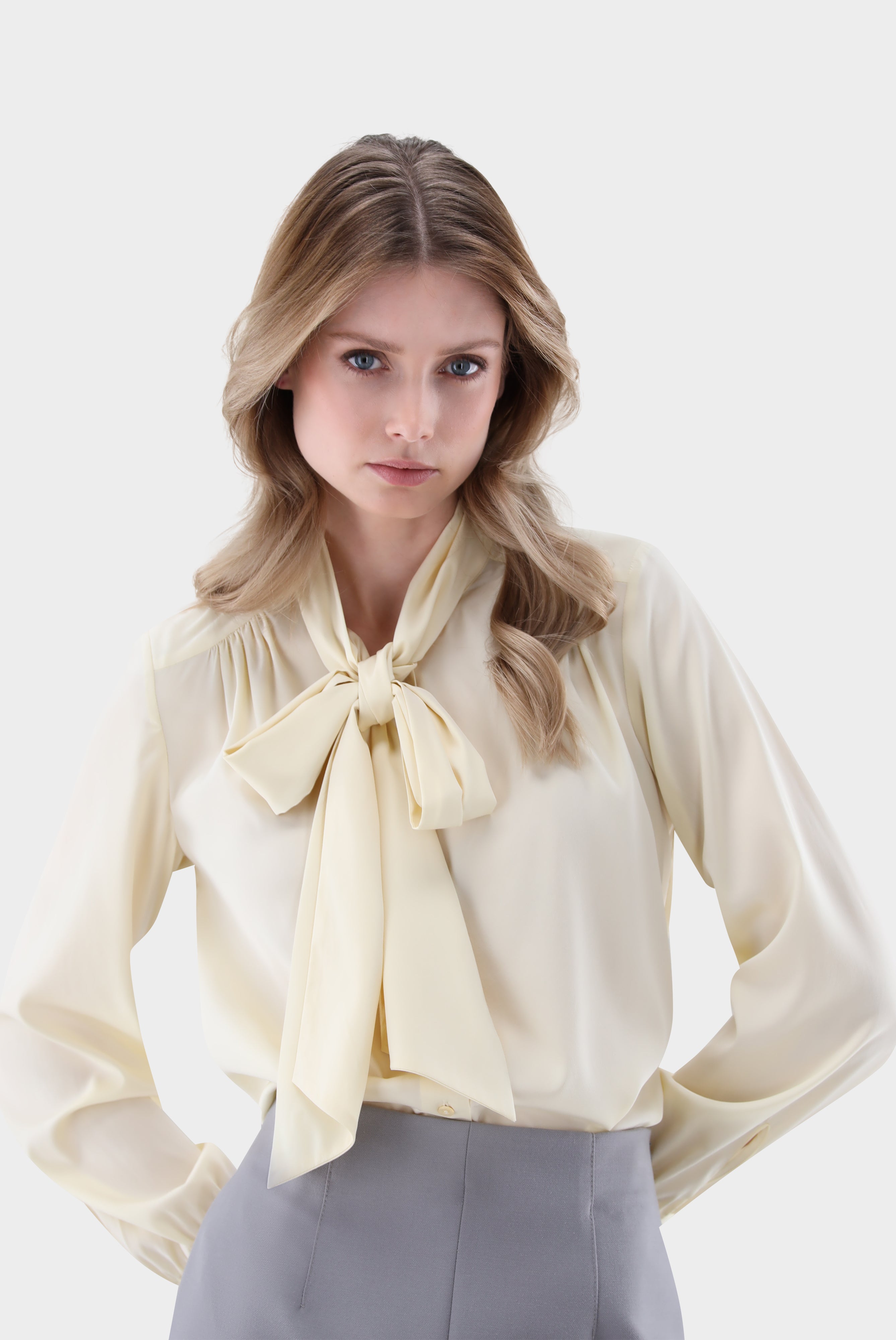Silk pussy-bow blouse