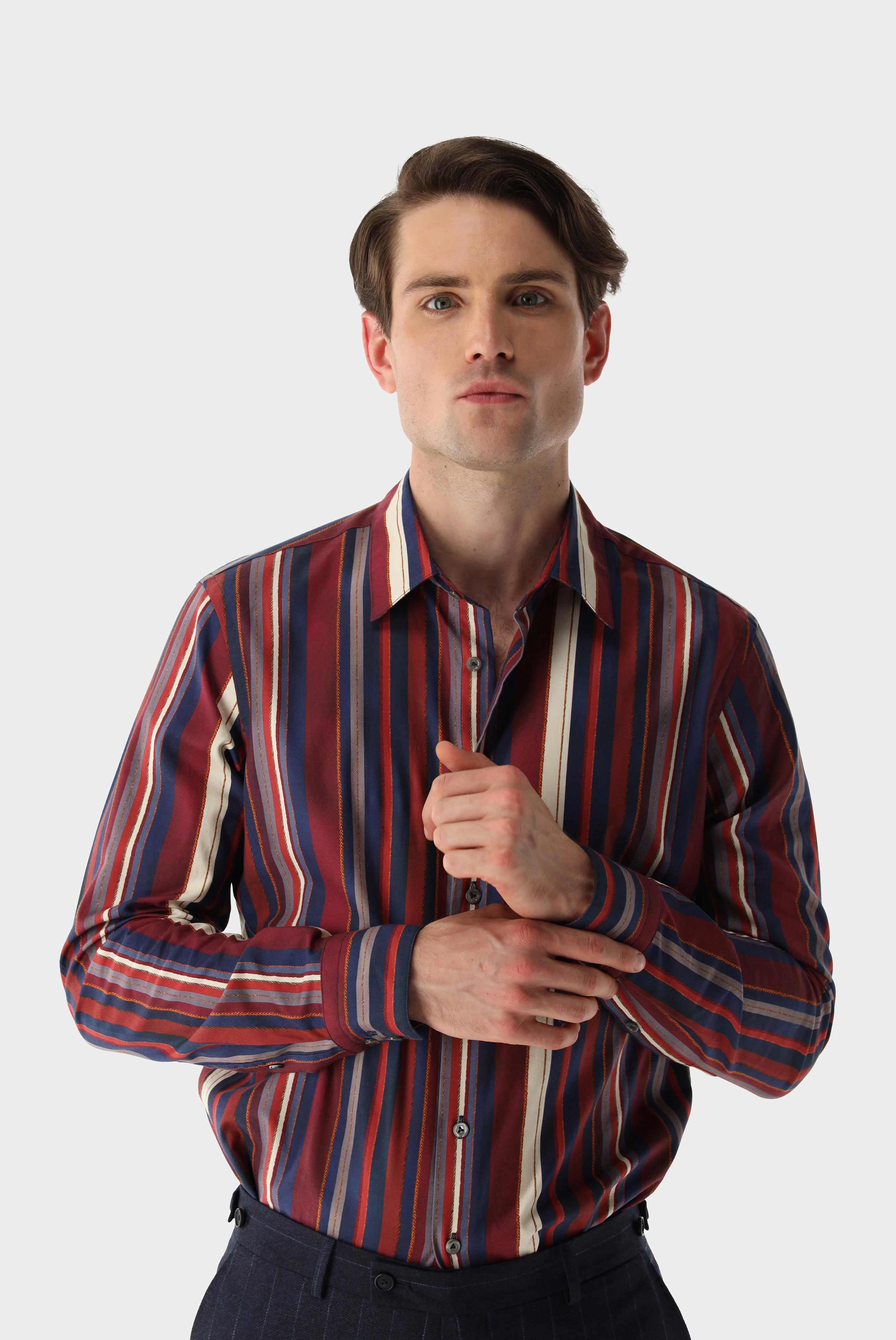 Twill Hemd mit Streifen Slim Fit