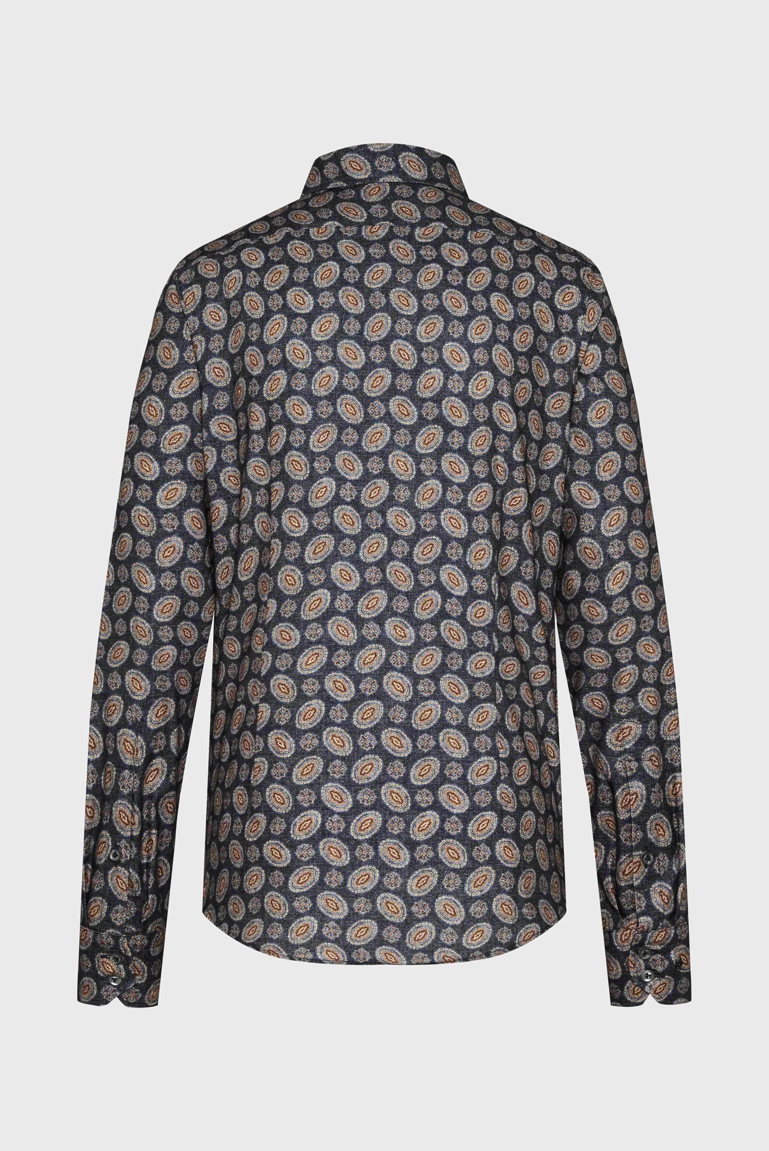 Hemd mit Paisley Print Haifischkragen Slim Fit Blau