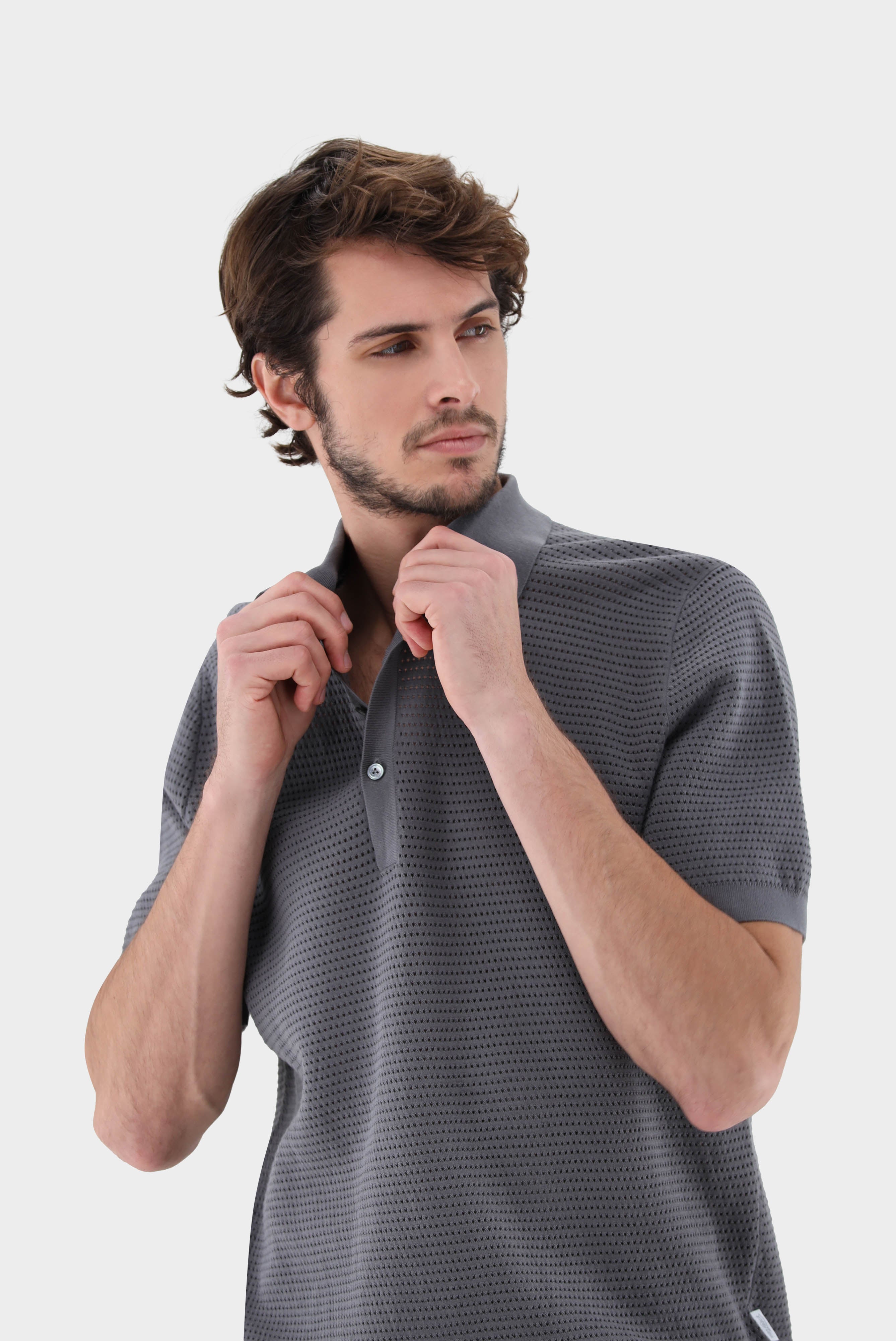 Strick Polo mit Retro Struktur