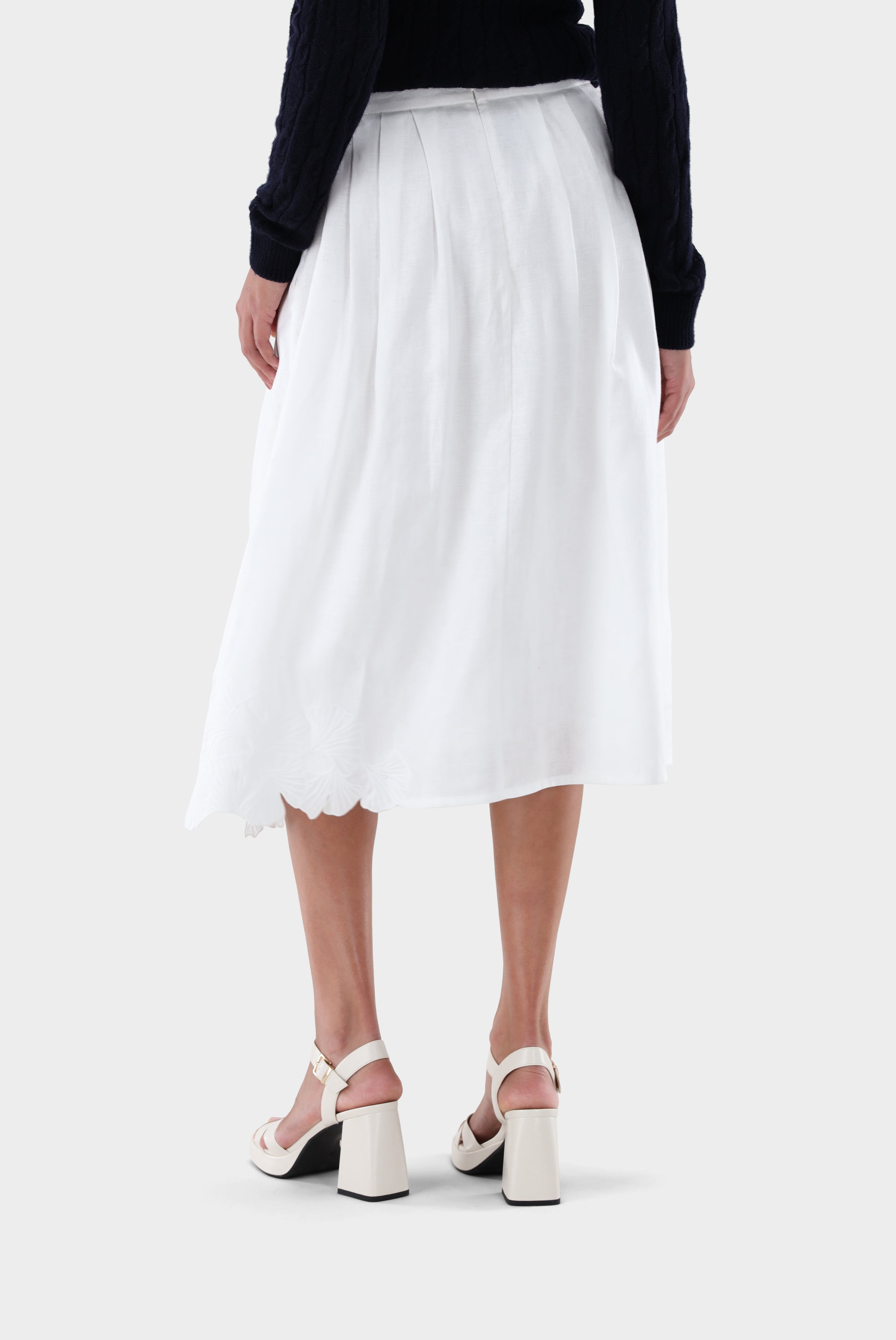 Van Laack-Rock aus Leinen mit Ginkgo-Stickerei-Kleider & Röcke-Black-Deal-Outlet-by-ARCHIVIST