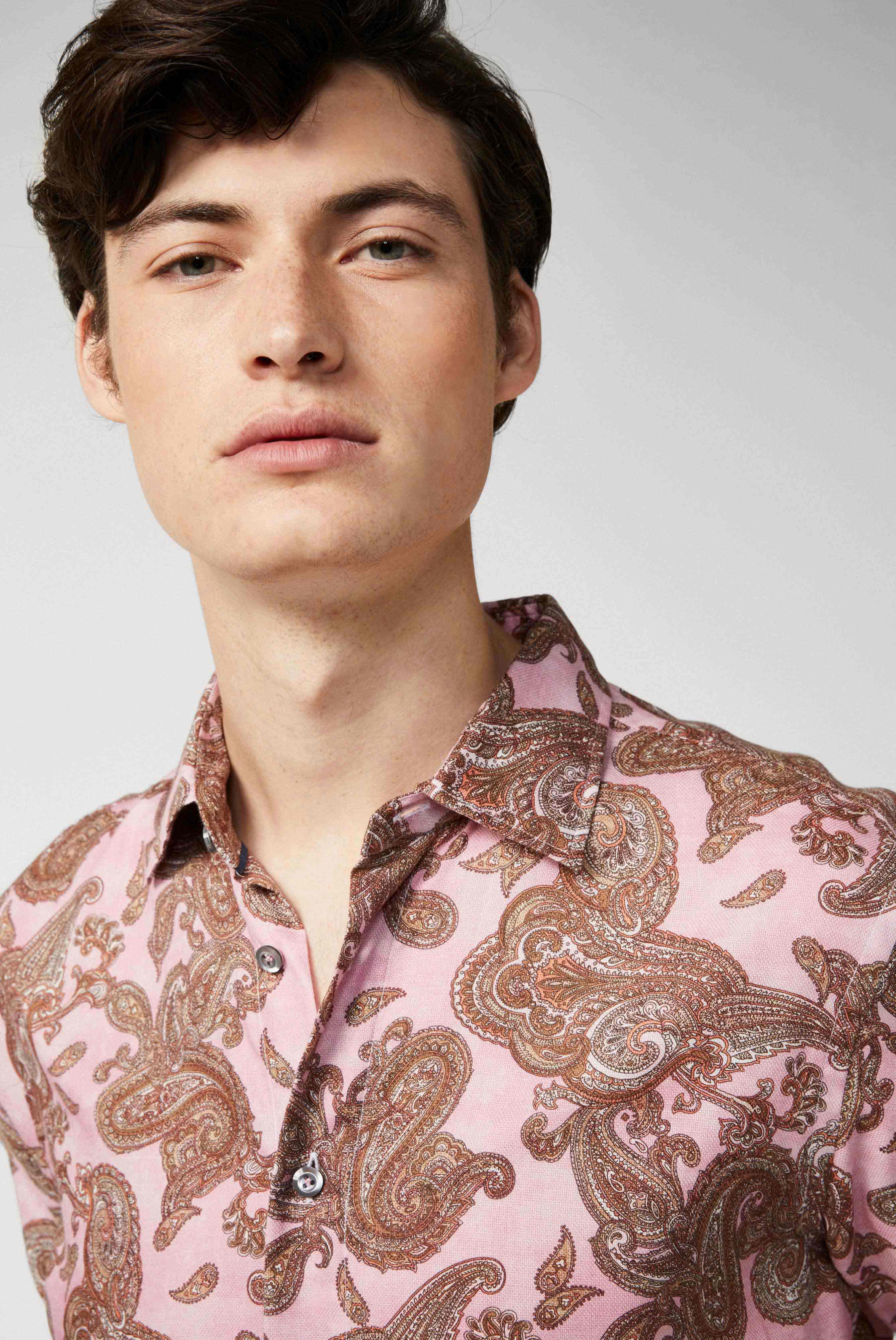 Van Laack-Strukturiertes Baumwollhemd mit Vintage Paisley-Druck und Paspeldetails-Hemden & Blusen-Black-Deal-Outlet-by-ARCHIVIST