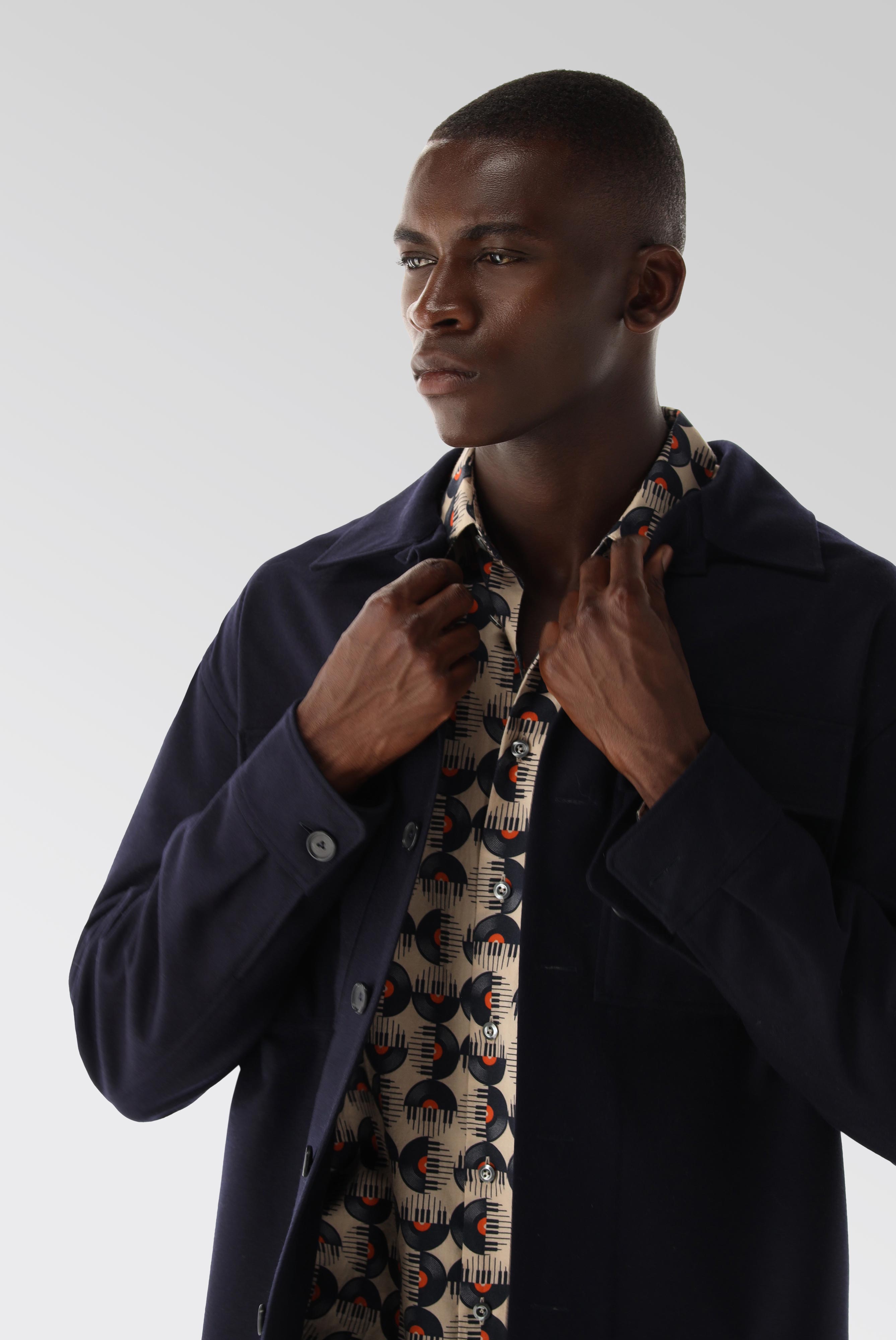 Wool overshirt with patch pockets