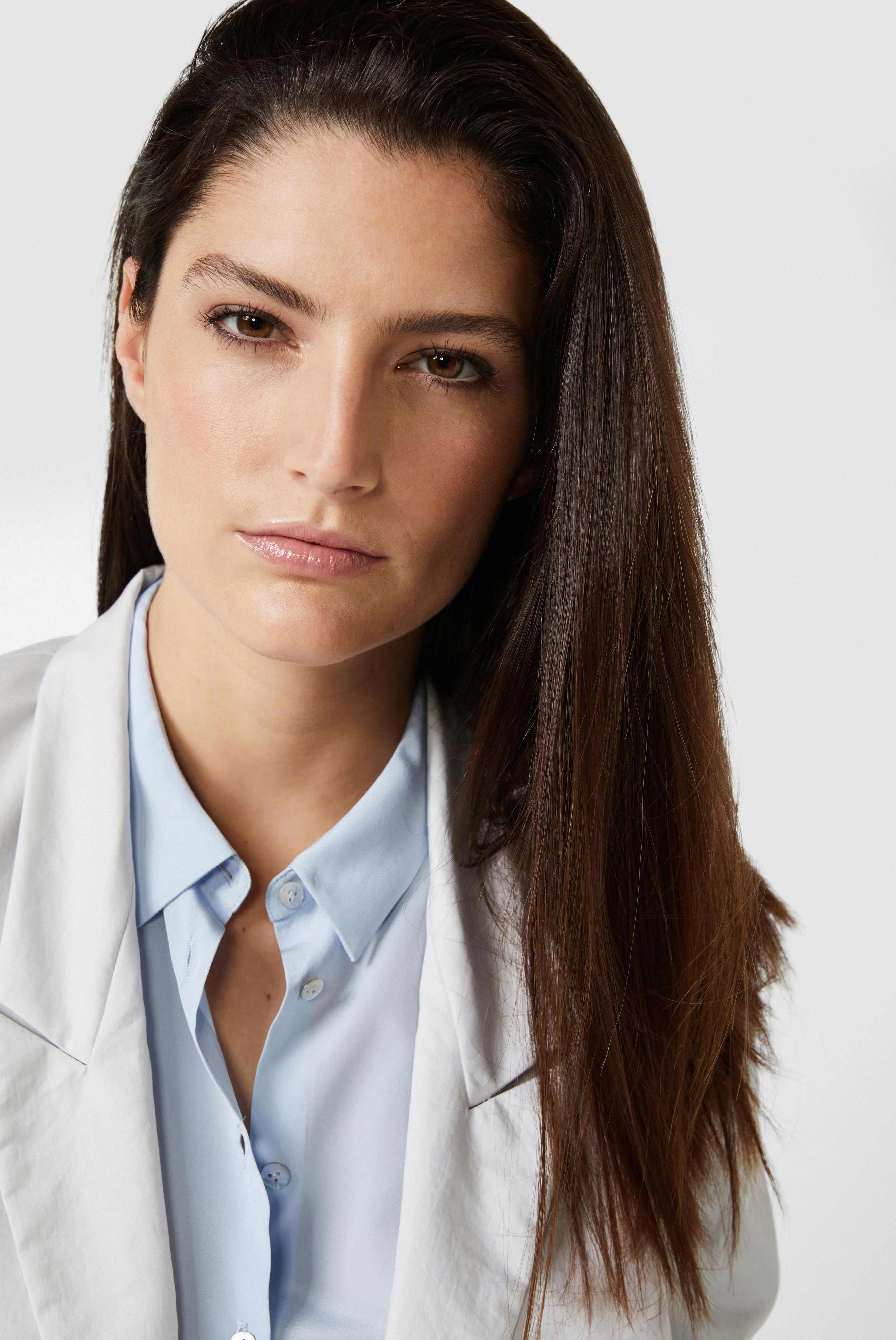 Blazer aus Baumwollstretch mit Papierhaptik Grau