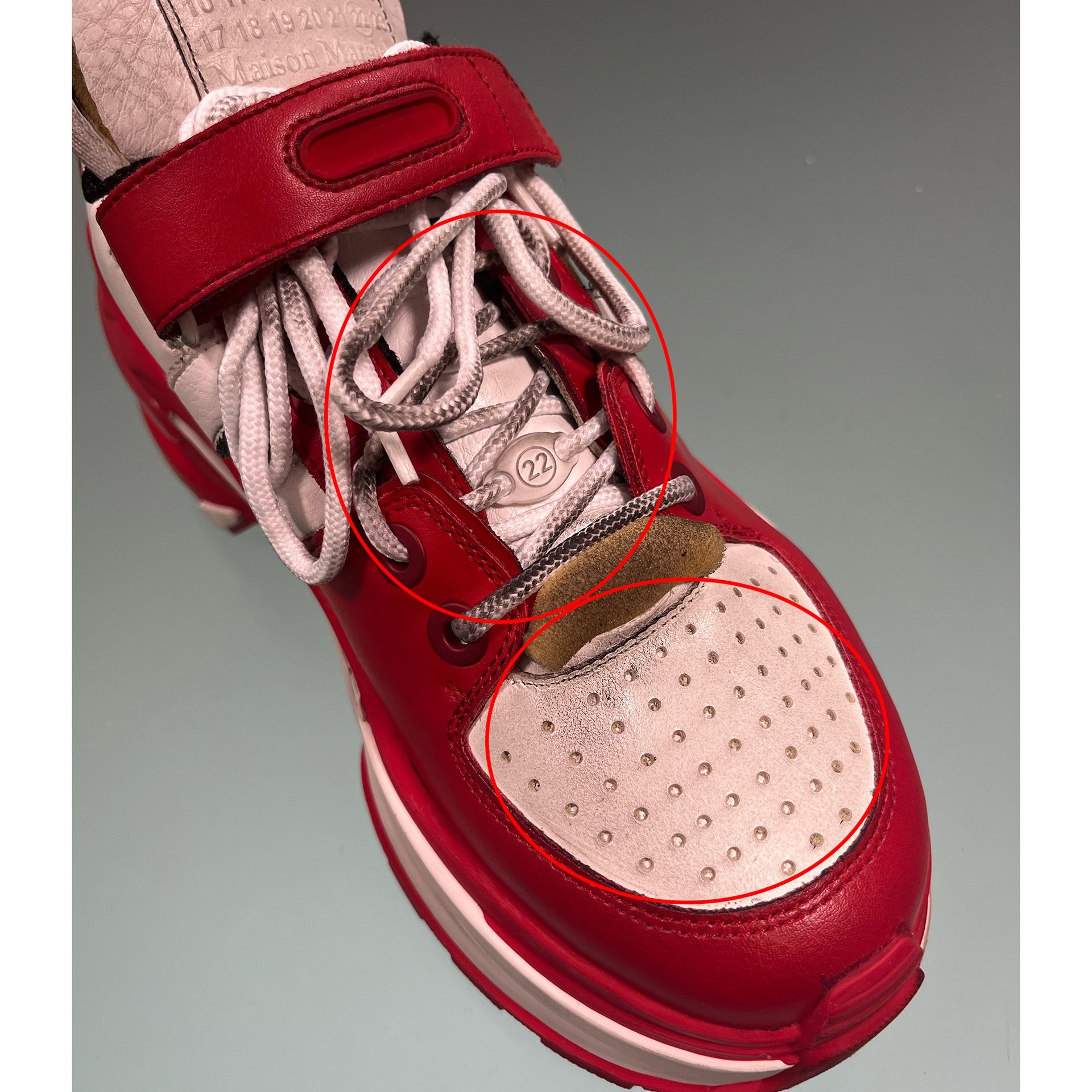 Maison Margiela Distressed Foam And Leather Sneakers