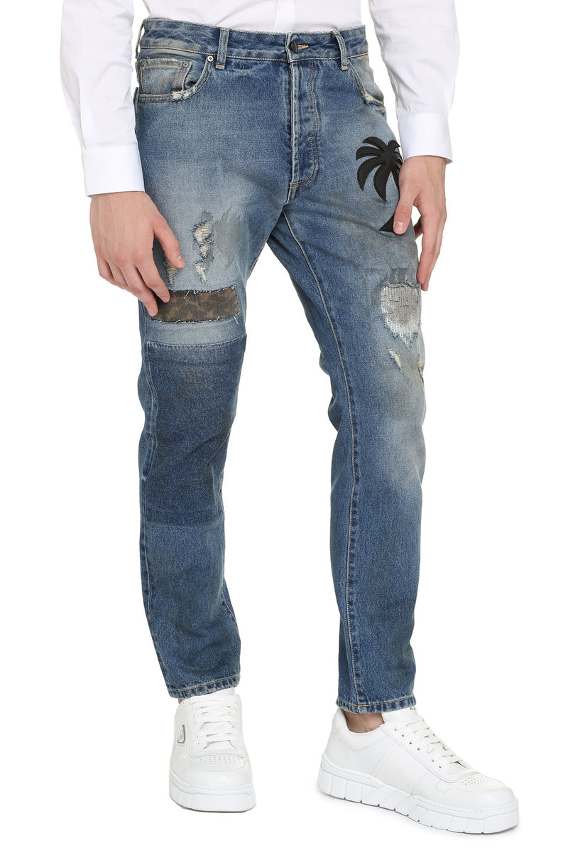 Palm Angels-OUTLET-SALE-5-pocket straight-leg jeans-ARCHIVIST
