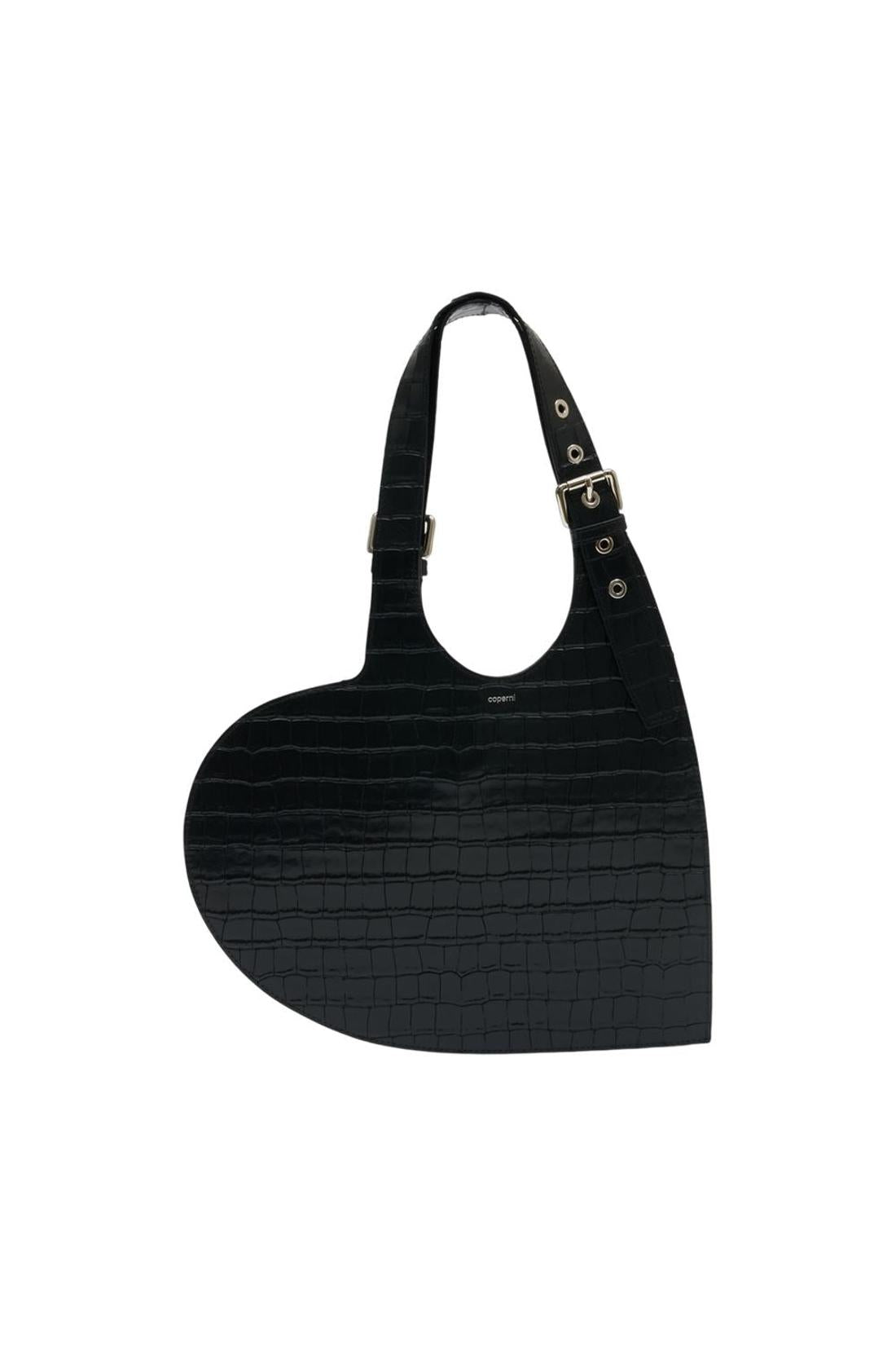 Schultertasche Croco Belt Heart Tote - Coperni - Leder - Schwarz