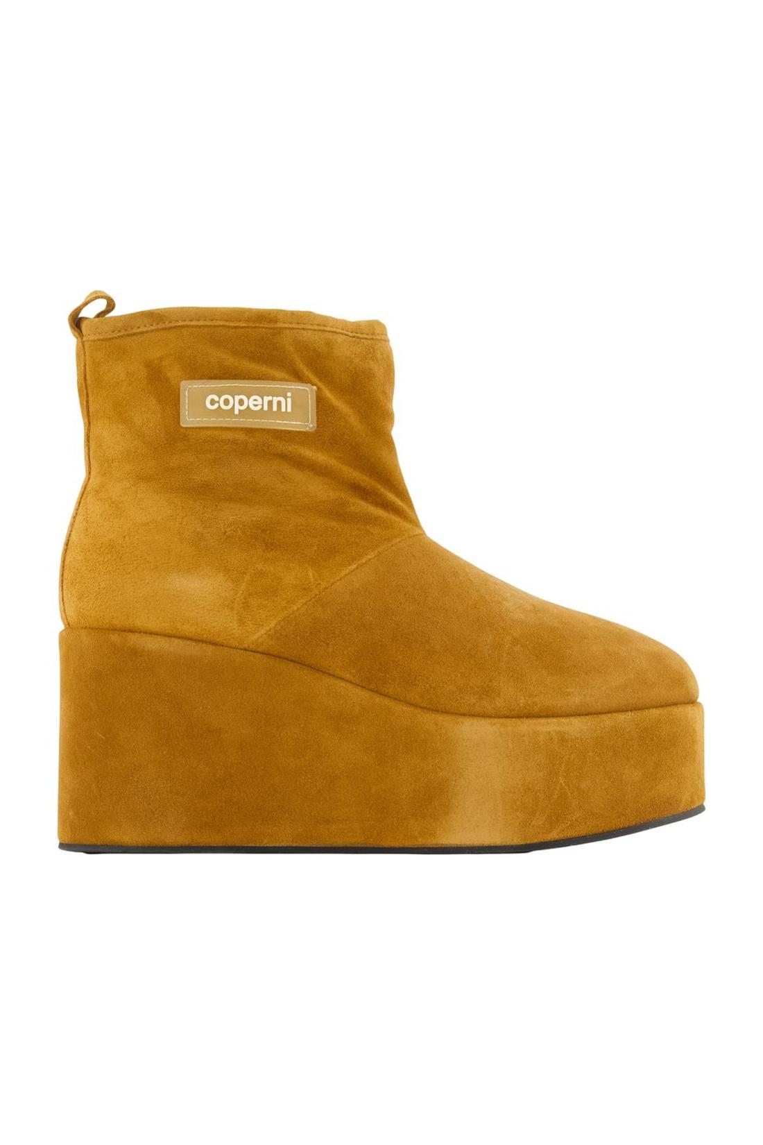 Shearling-Stiefel mit Keilabsatz – „ Coperni “ – Leder – Braun