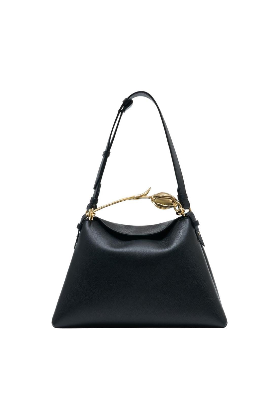 Large Bloom Handtasche - ERDEM - Leder - Schwarz