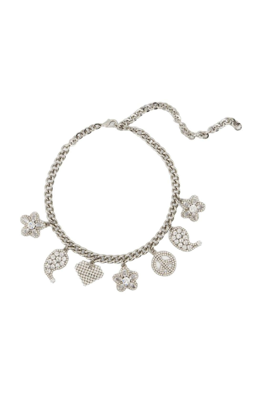 Crystal Charms Necklace - Alessandra Rich - Silver - Brass