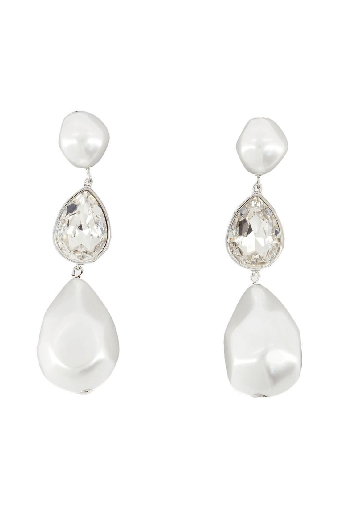 Pearl Crystal Earrings - Self Portrait - Others - White