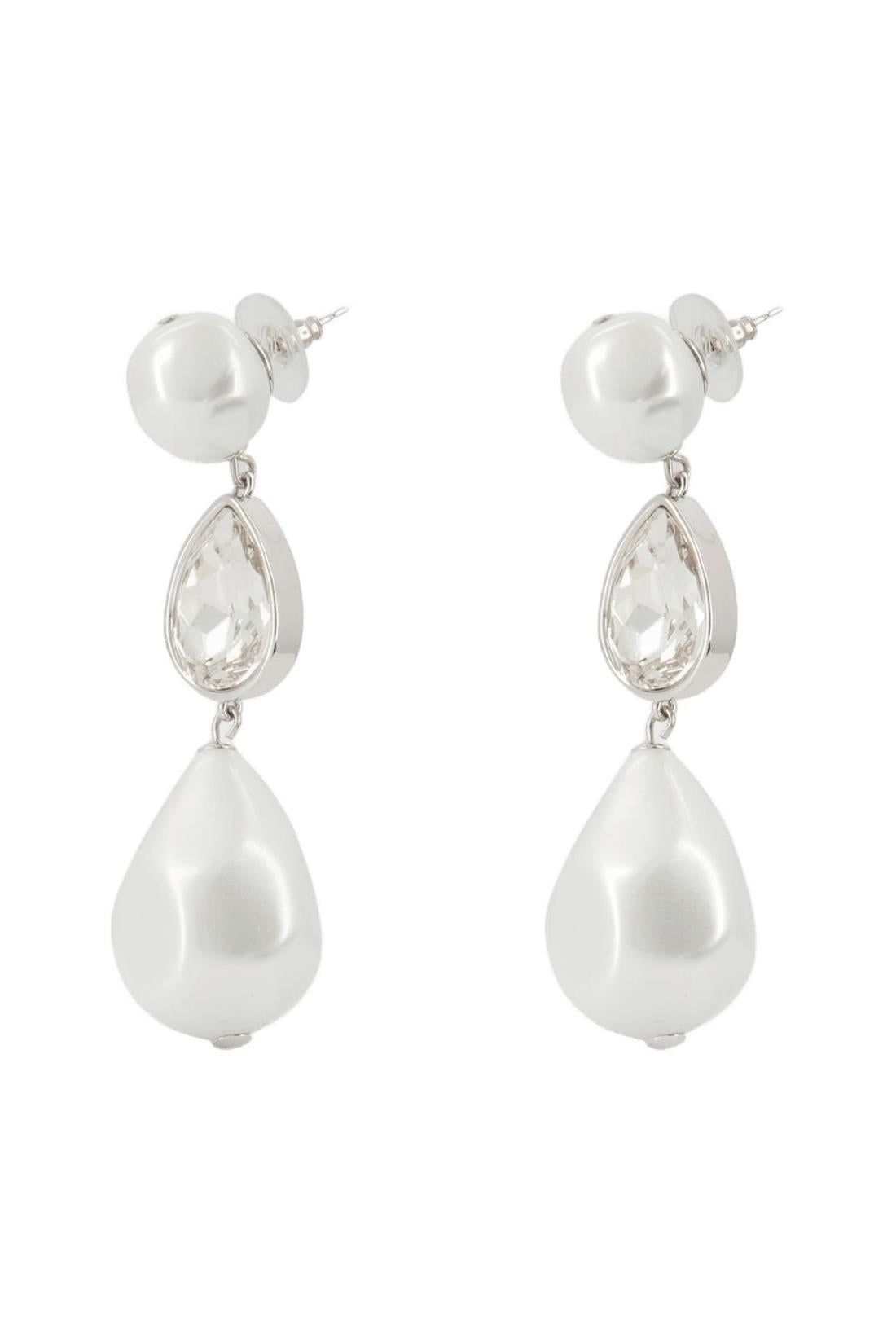 Pearl Crystal Earrings - Self Portrait - Others - White