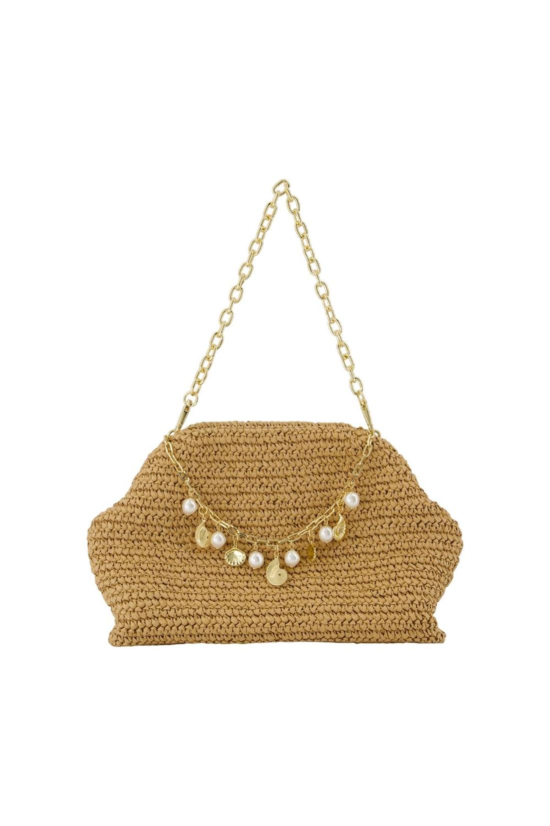 Self Portrait-Charm Schultertasche - SELF PORTRAIT - Raphia - Braun-Taschen-Black-Deal-Outlet-by-ARCHIVIST