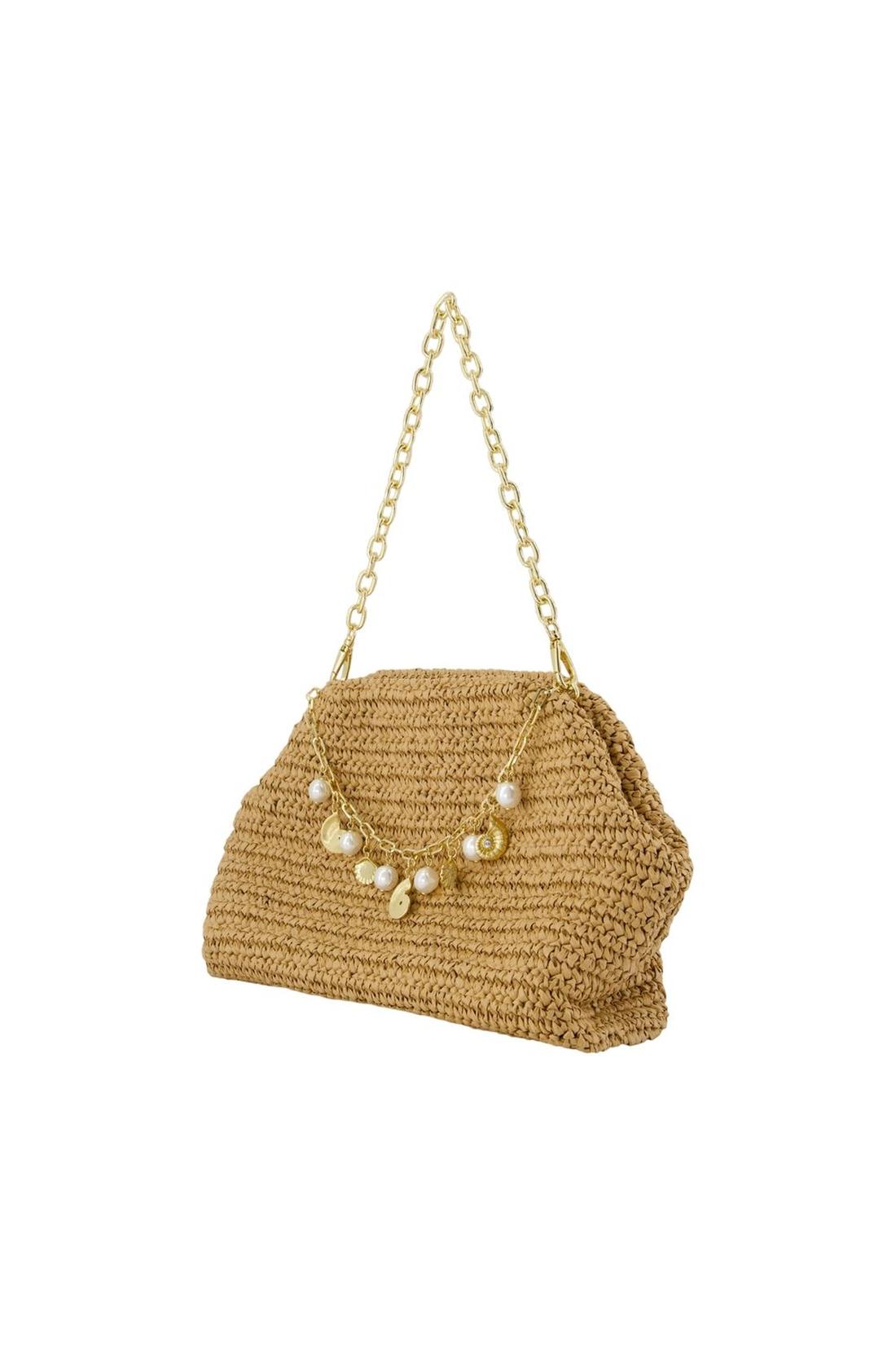 Self Portrait-Charm Schultertasche - SELF PORTRAIT - Raphia - Braun-Taschen-Black-Deal-Outlet-by-ARCHIVIST