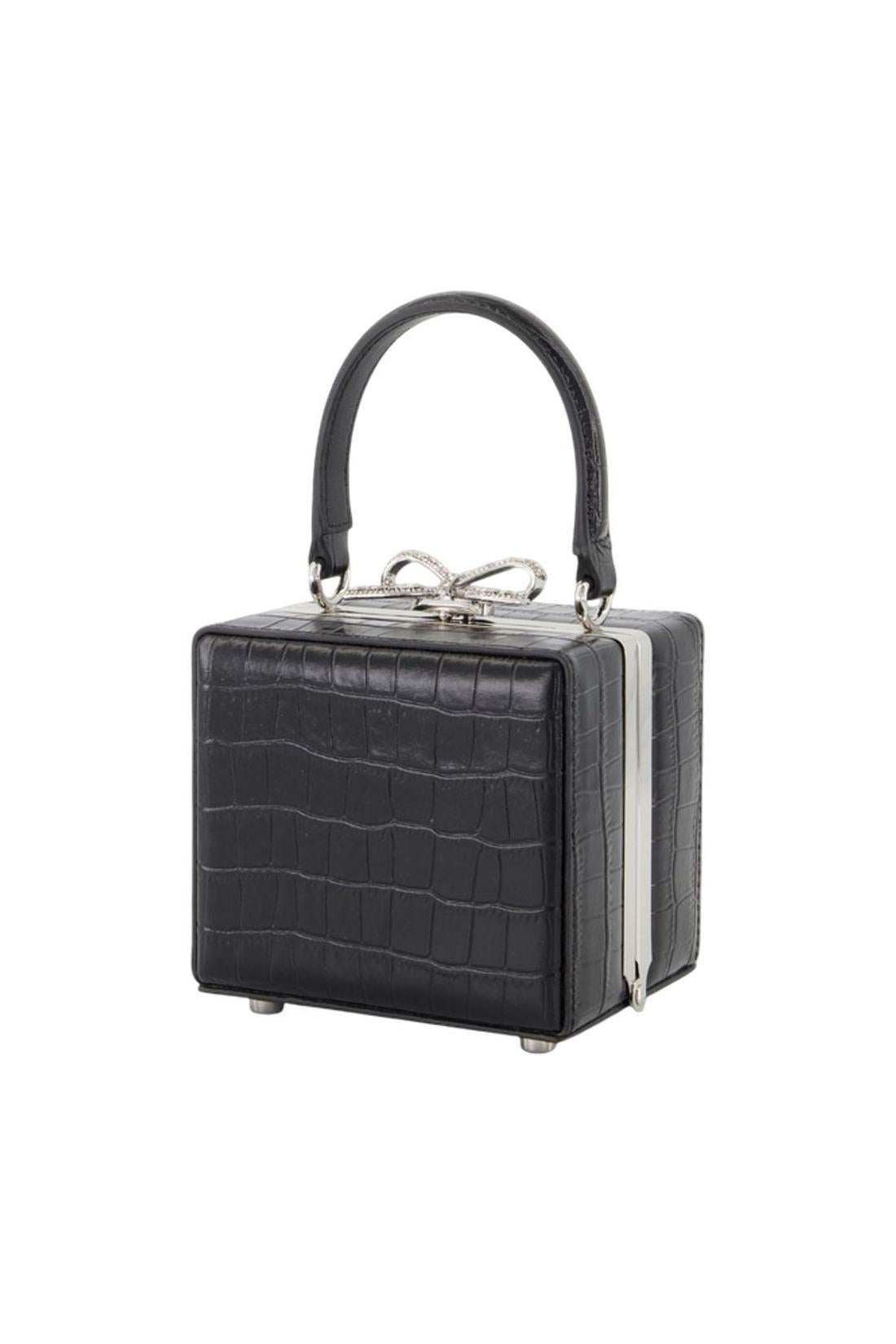 Self Portrait-Micro Croco Handtasche - SELF PORTRAIT - Leder - Schwarz-Taschen-Black-Deal-Outlet-by-ARCHIVIST