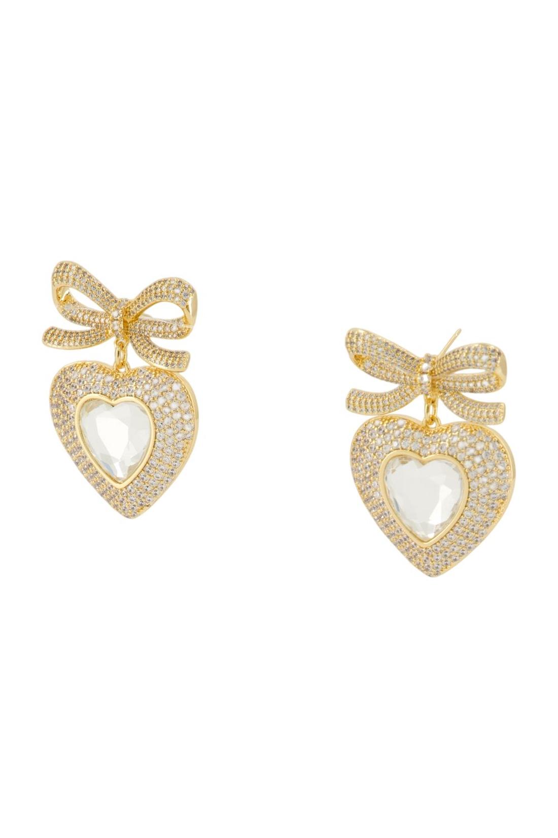 Self Portrait-Bow Crystal Heart Ohrringe - SELF PORTRAIT - Metall - Gold Goldfarben-Schmuck-Black-Deal-Outlet-by-ARCHIVIST