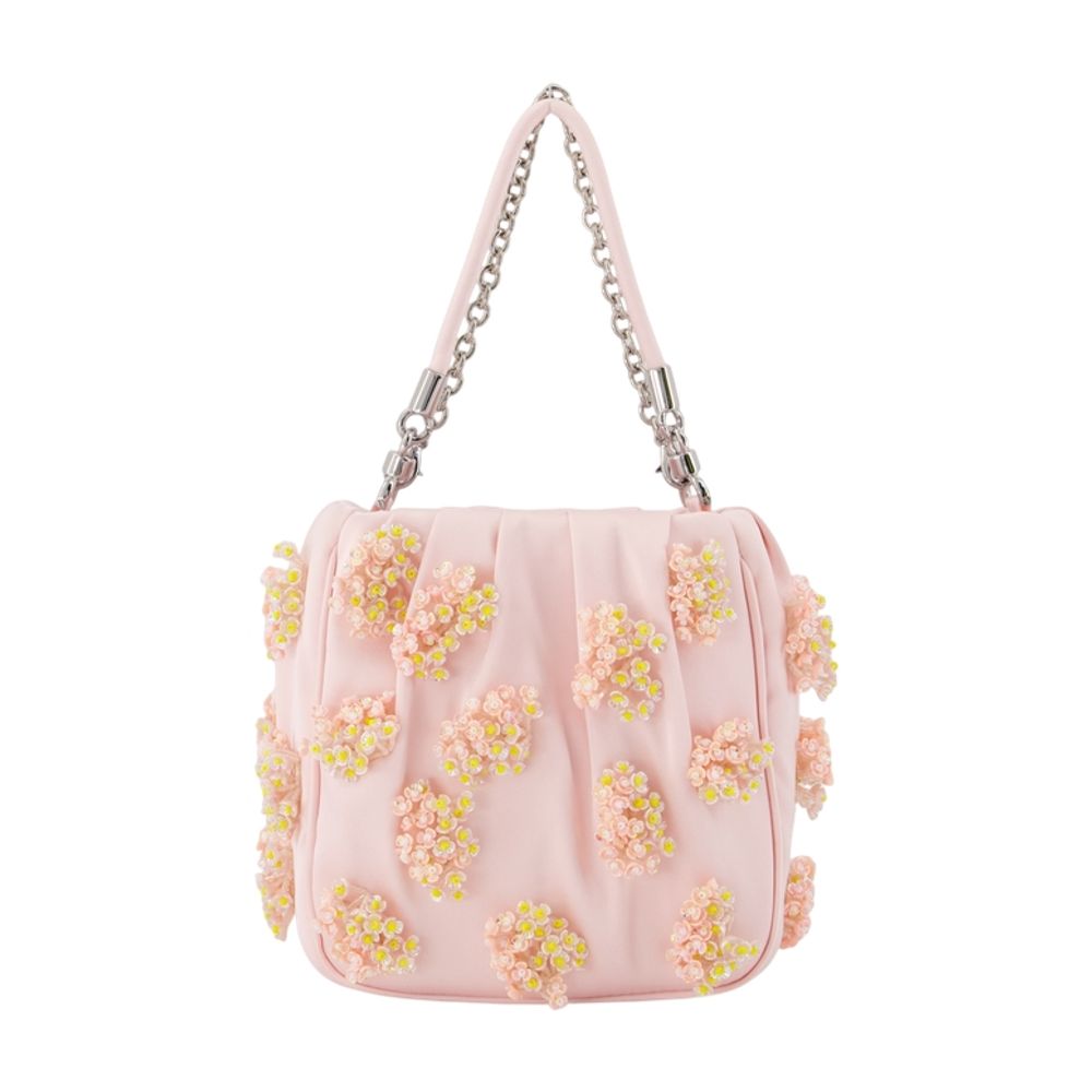 Handtasche mit Blumenmuster und Perlenverzierung – SELF PORTRAIT – Kunstleder – Rosa