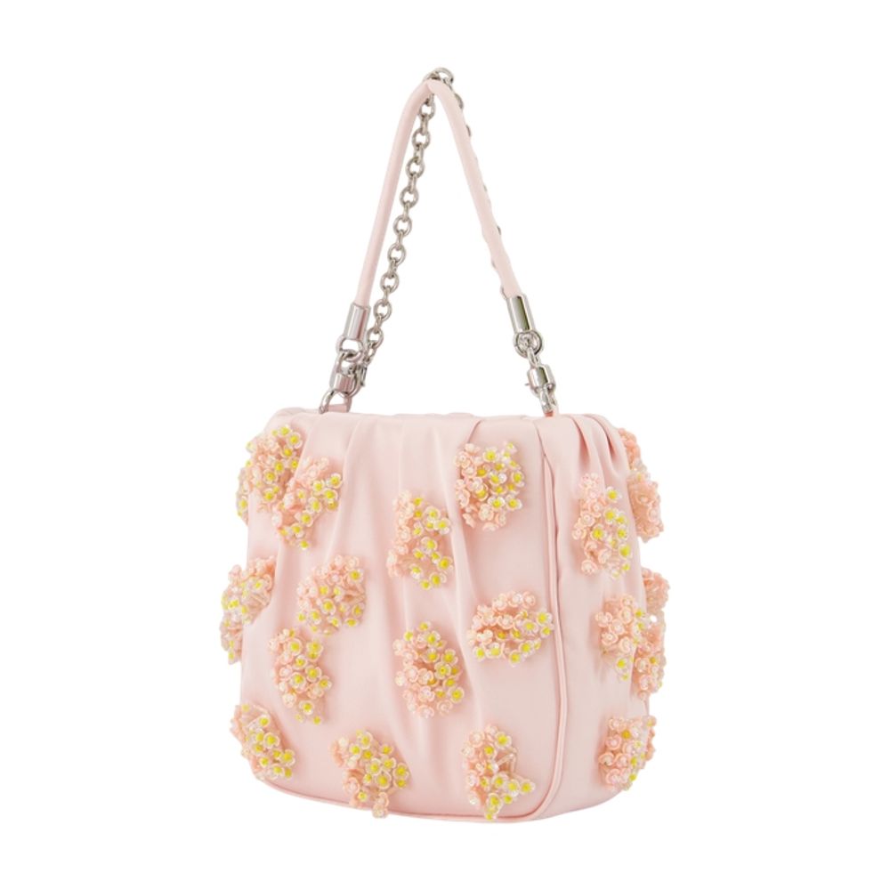 Handtasche mit Blumenmuster und Perlenverzierung – SELF PORTRAIT – Kunstleder – Rosa