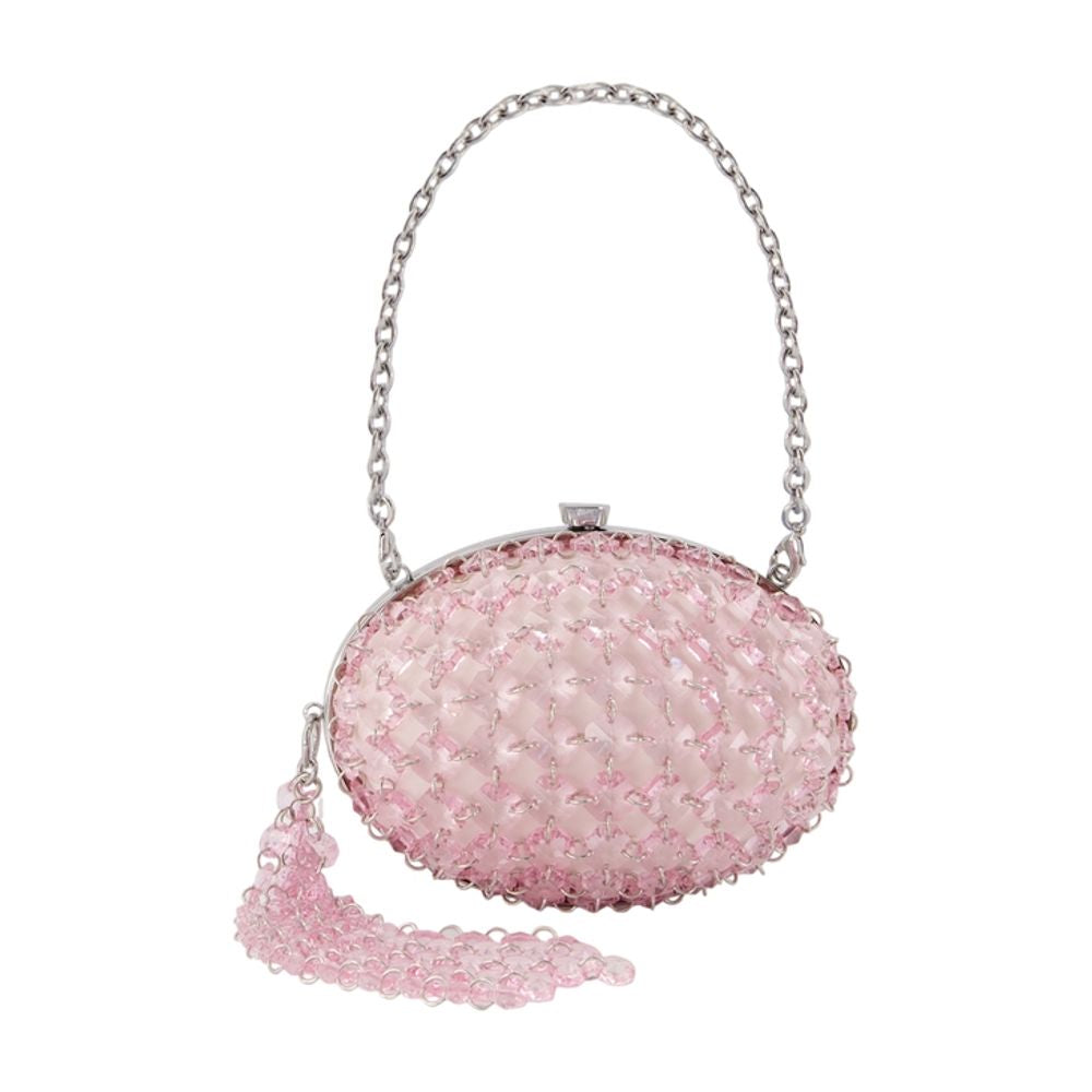 Clutch „Oval Crystal Chain“ – SELF PORTRAIT – Kunstleder – Rosa