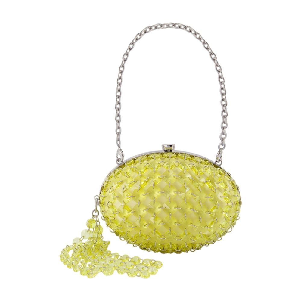 Oval Crystal Chain Clutch - SELF PORTRAIT - Kunstleder - Gelb