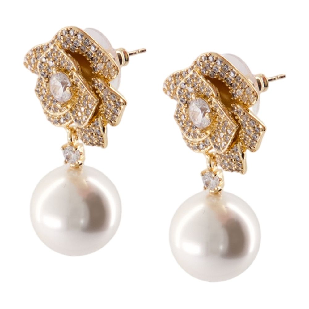 Ohrringe „Mini Flower Pearl“ – SELF PORTRAIT – Metall – Goldfarben
