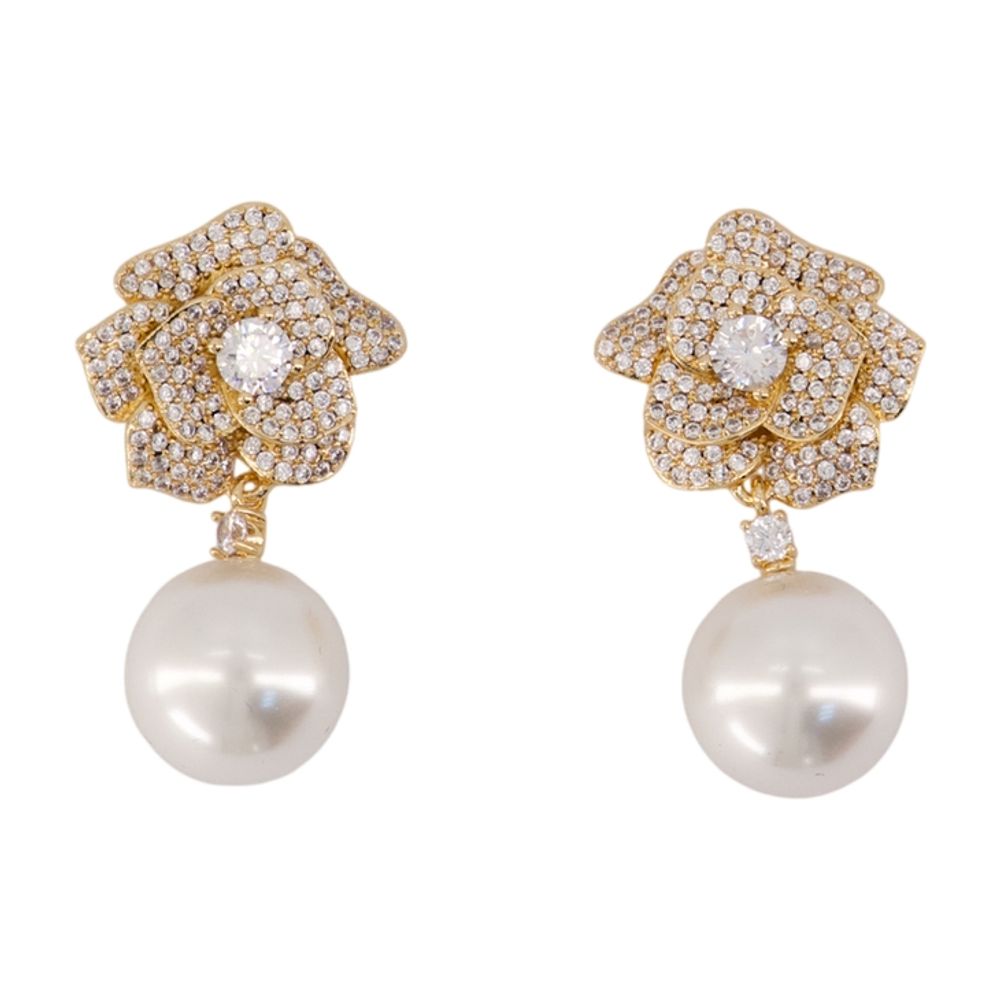 Ohrringe „Mini Flower Pearl“ – SELF PORTRAIT – Metall – Goldfarben
