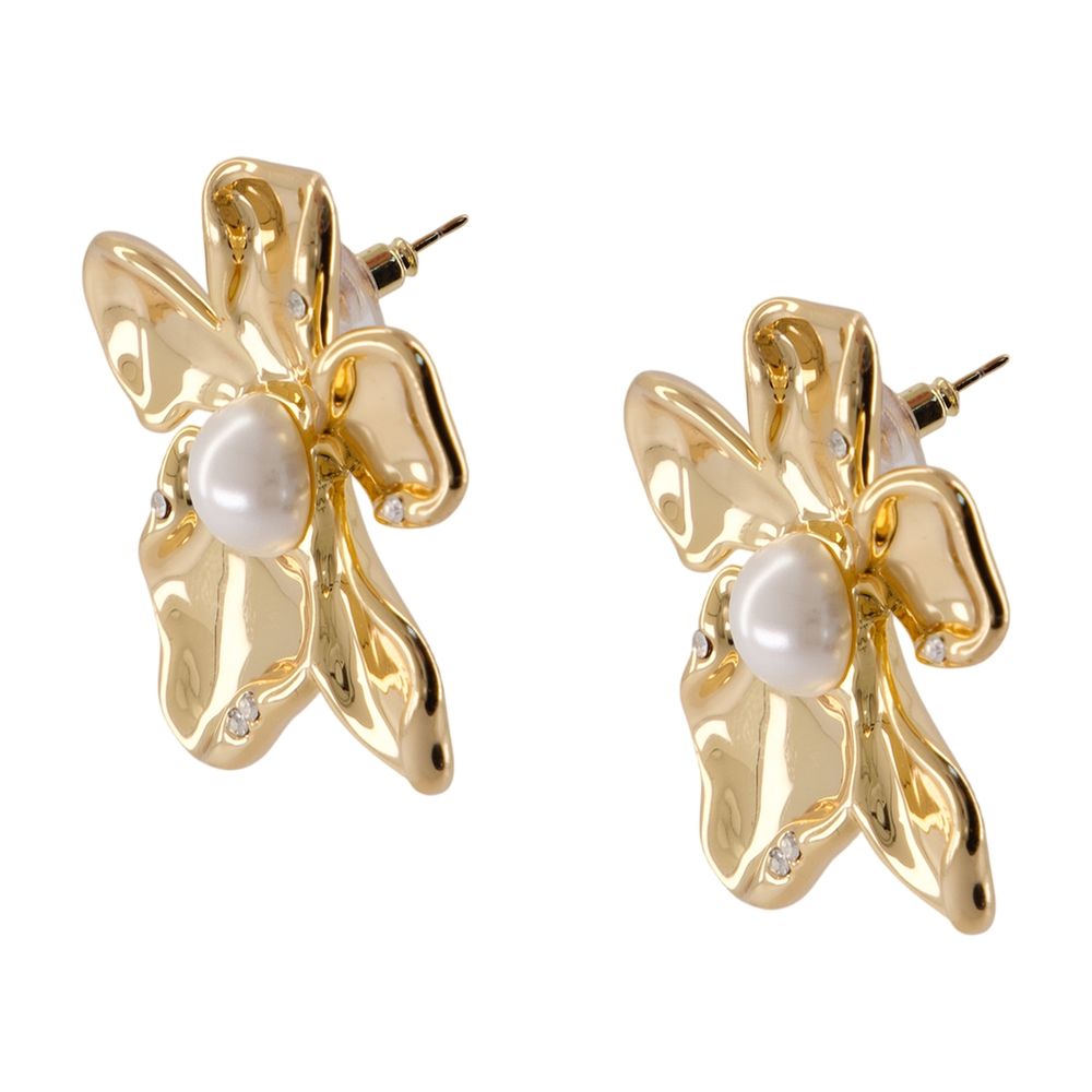 Ohrringe „Pearl Flower“ – SELF PORTRAIT – Metall – Goldfarben