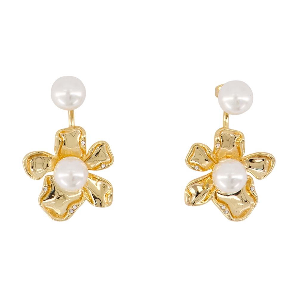 Ohrringe „Flower Pearl Jacket“ – SELF PORTRAIT – Metall – Goldfarben