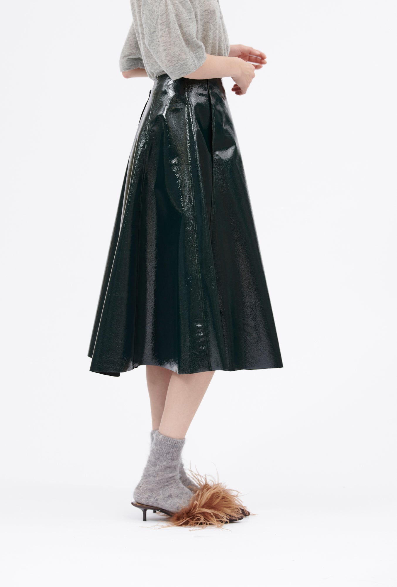 Laquered Wool Rock, Black Green-Kleider & Röcke-Odeeh-OUTLET-ARCHIVIST-ARCHIVE-SALE