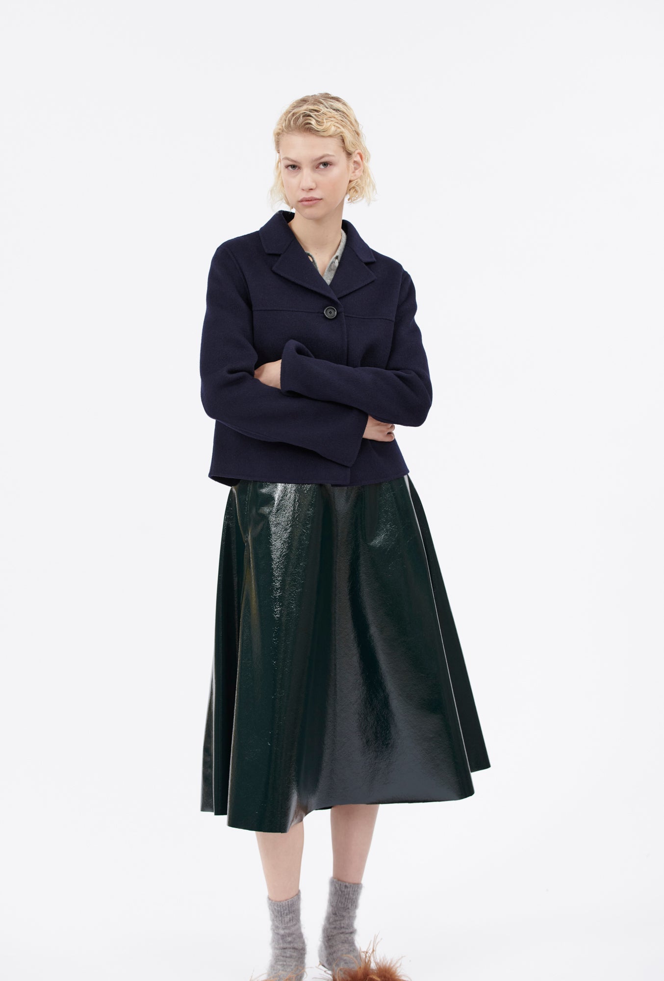 Laquered Wool Rock, Black Green-Kleider & Röcke-Odeeh-OUTLET-ARCHIVIST-ARCHIVE-SALE