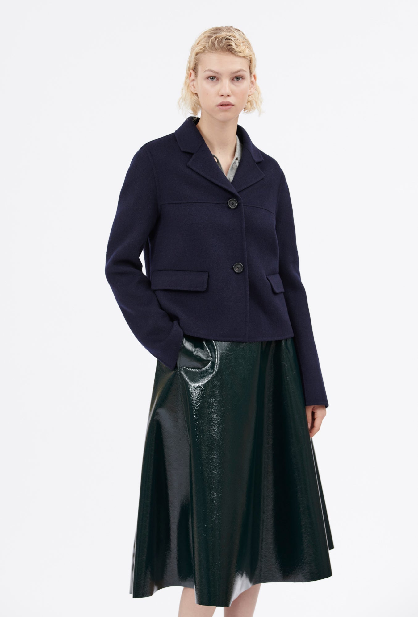 Laquered Wool Rock, Black Green-Kleider & Röcke-Odeeh-OUTLET-ARCHIVIST-ARCHIVE-SALE