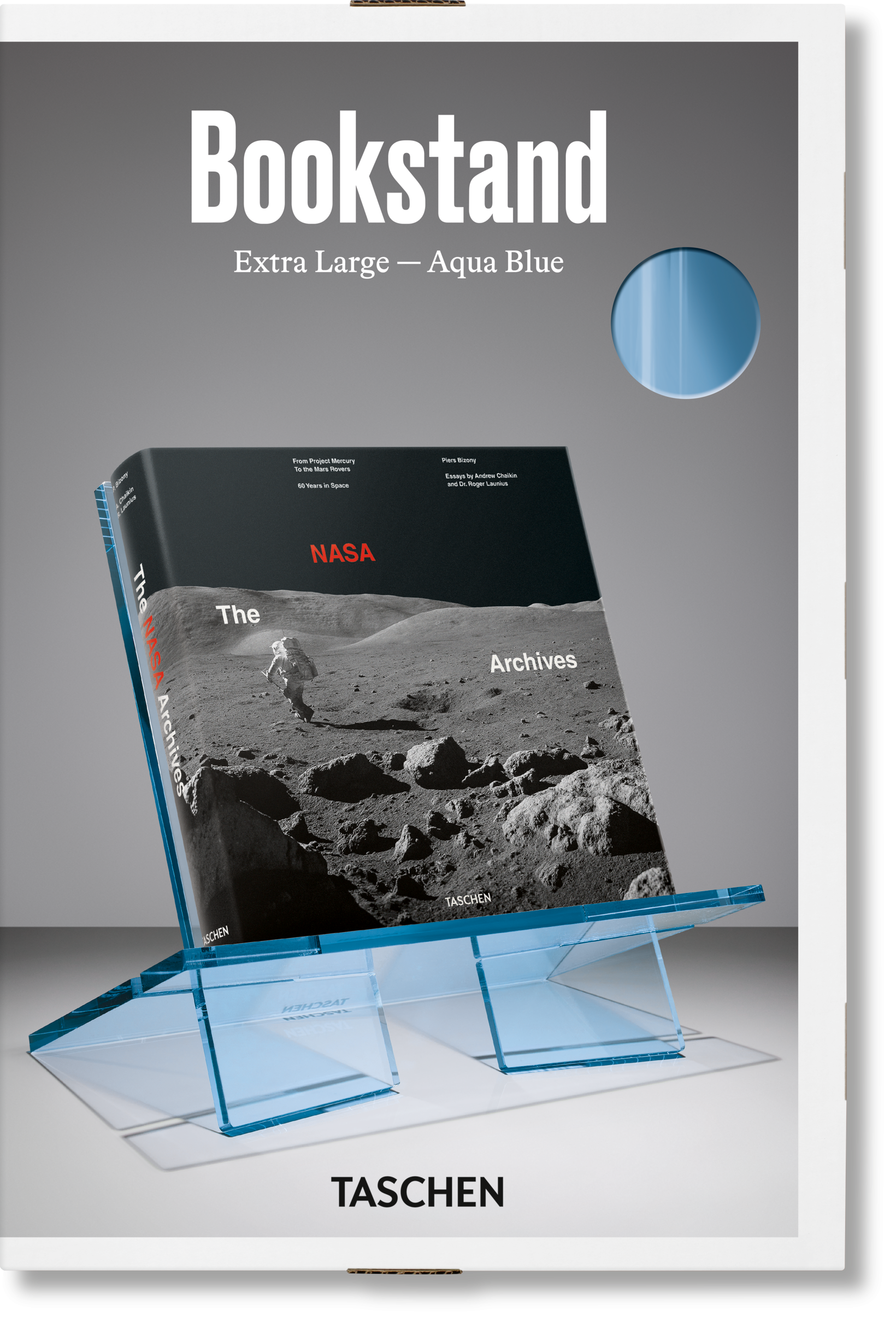 Taschen-Bookstand. Extra-Large. Aqua Blue-Art-Black-Deal-Outlet-by-ARCHIVIST