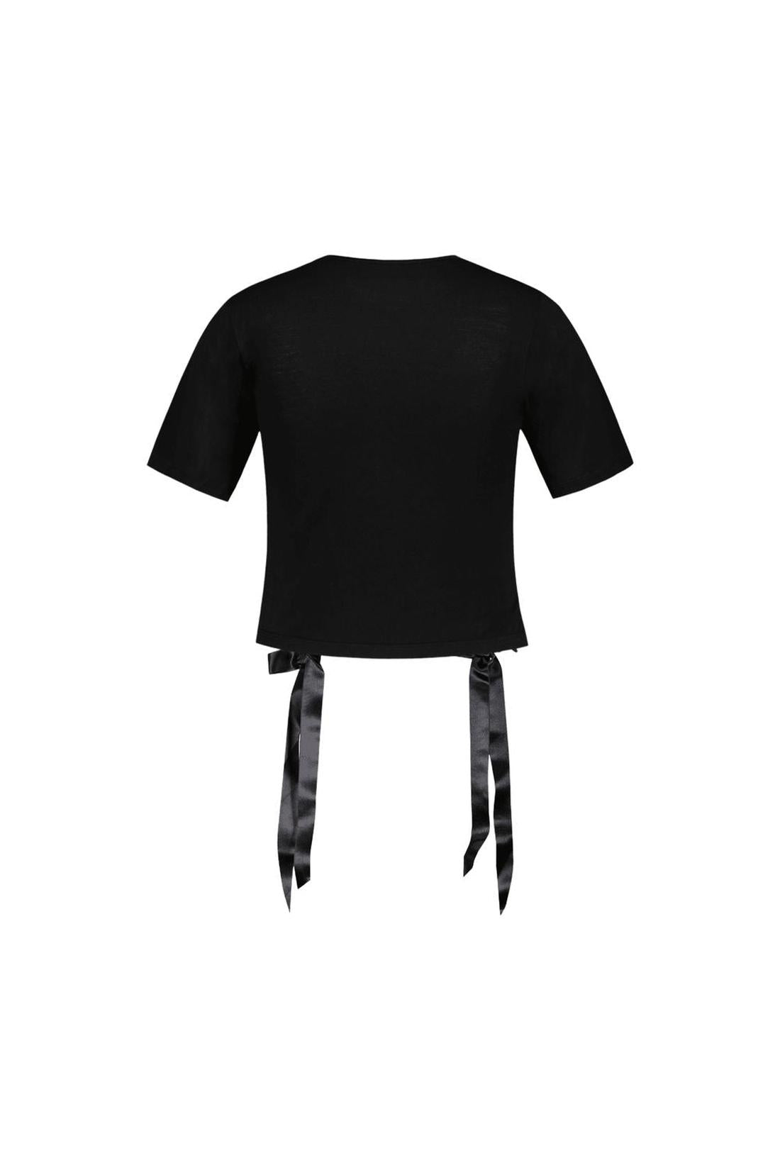 Simone Rocha-T-Shirt Mit Schleife - Simone Rocha - Baumwolle - Schwarz-Shirts-Black-Deal-Outlet-by-ARCHIVIST