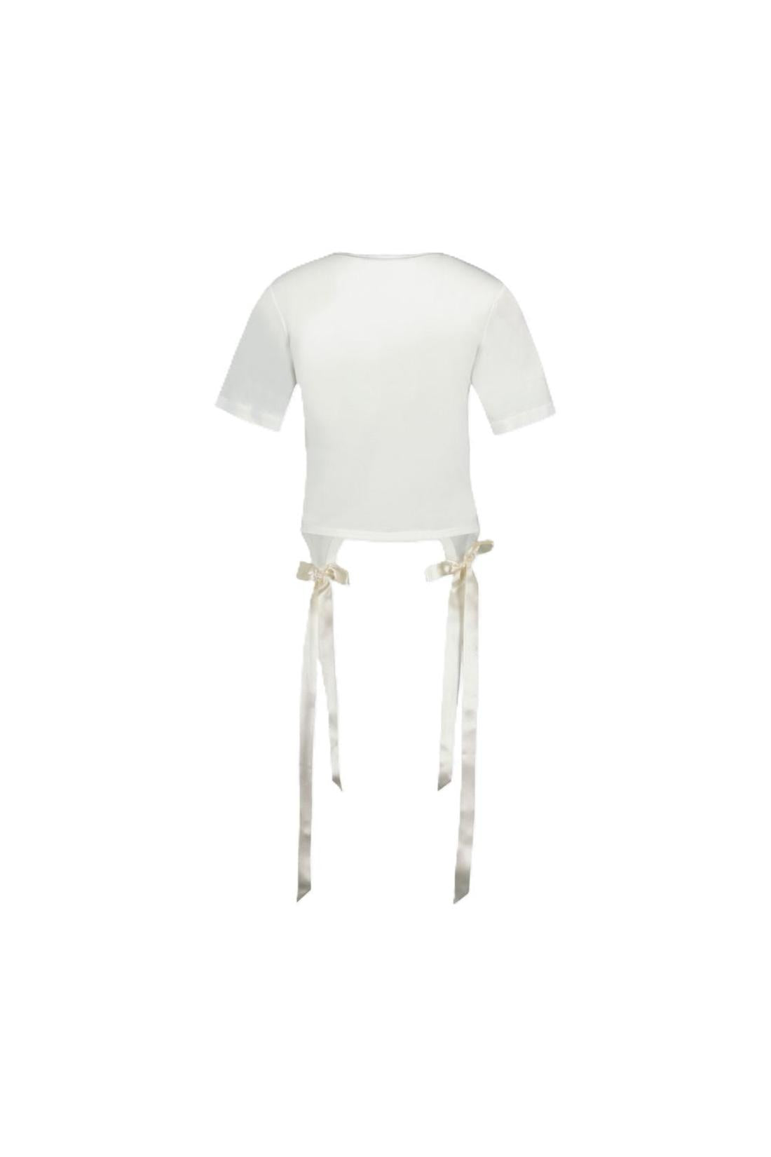 Simone Rocha-Easy T-Shirt Mit Schleife - Simone Rocha - Baumwolle - Weiß-Shirts-Black-Deal-Outlet-by-ARCHIVIST