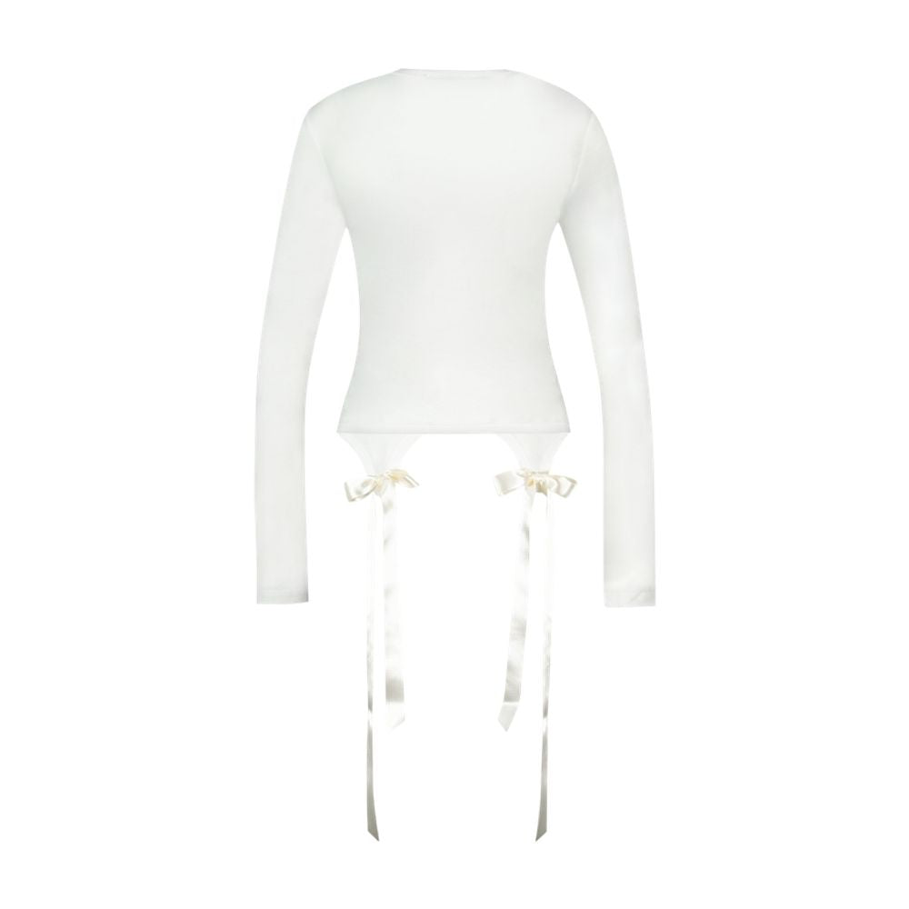 T-Shirt Bow Tail Easy mit langen Ärmeln – Simone Rocha – Synthetik – Elfenbein