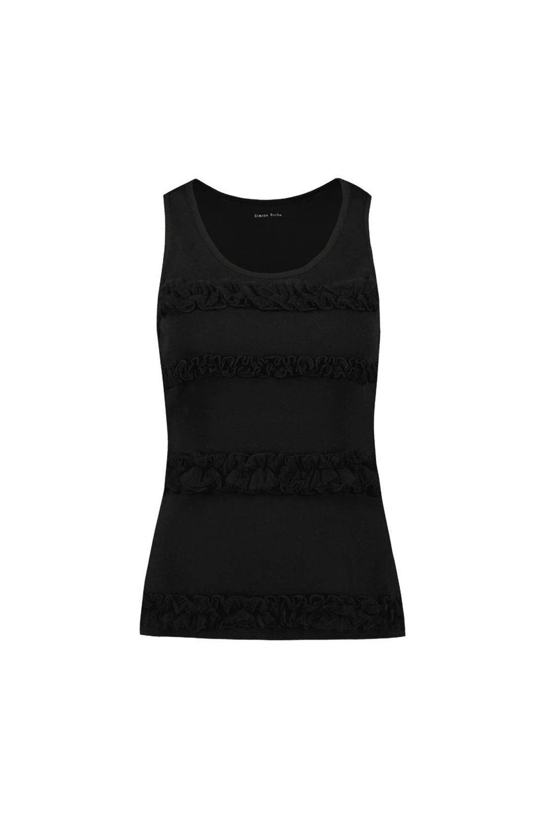 Fitted Ruffle Frill T-Shirt - Simone Rocha - Cotton - Black