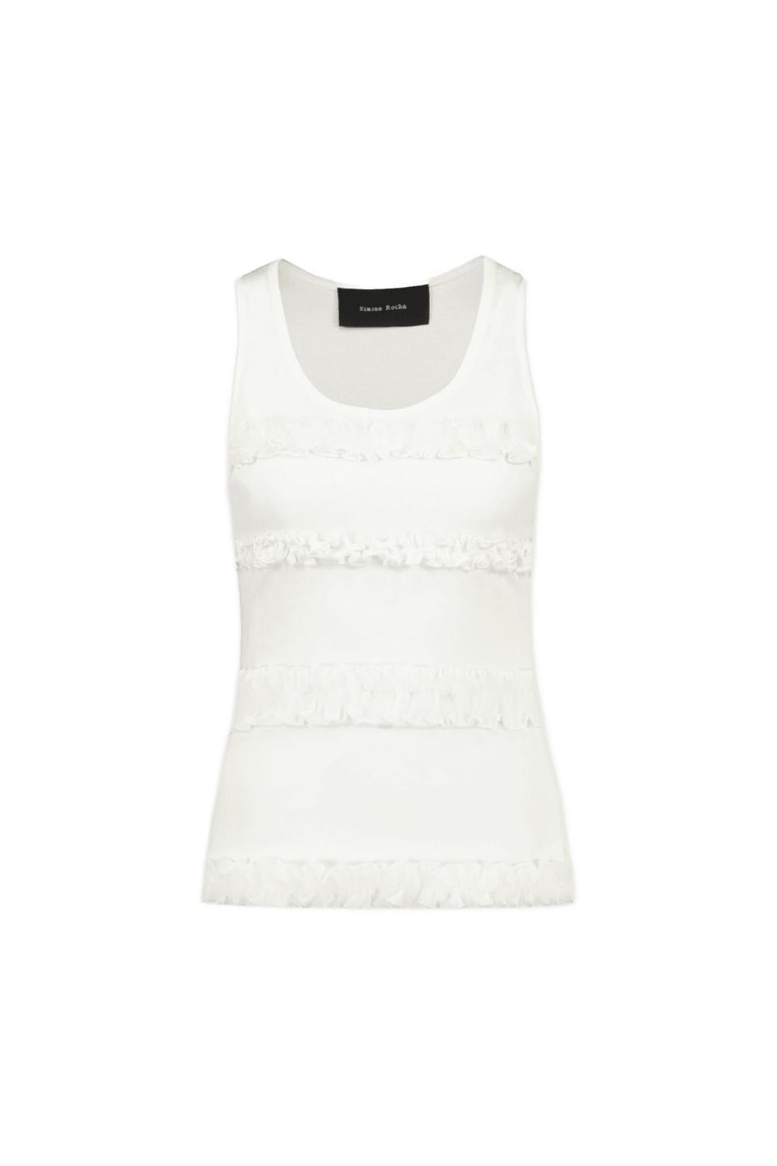 Fitted Ruffle Frill T-Shirt - Simone Rocha - Cotton - White