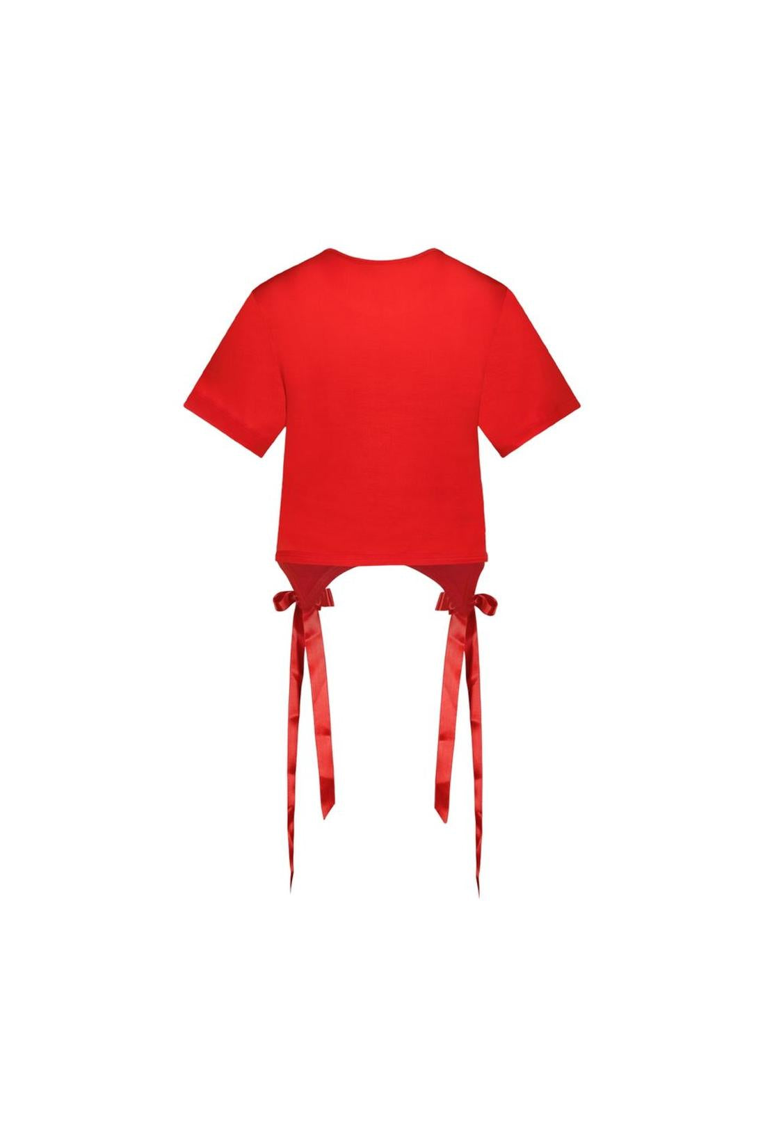 Simone Rocha-Bow Tails T-Shirt - Simone Rocha - Synthetik - Rot-Shirts-Black-Deal-Outlet-by-ARCHIVIST