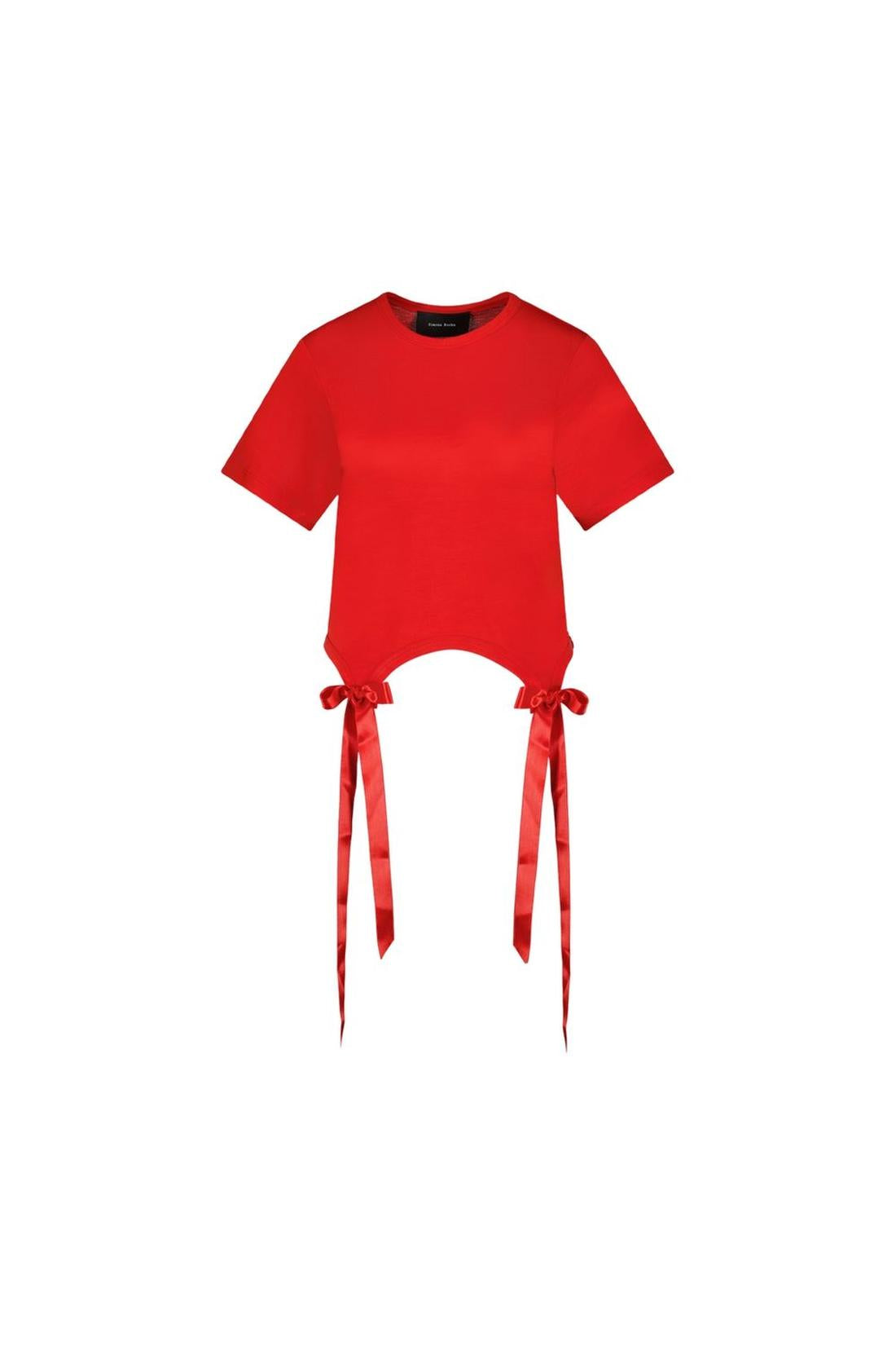 Simone Rocha-Bow Tails T-Shirt - Simone Rocha - Synthetik - Rot-Shirts-Black-Deal-Outlet-by-ARCHIVIST