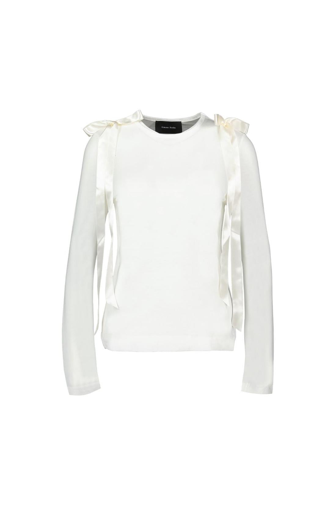 Simone Rocha-Bow Tail T-Shirt - Simone Rocha - Synthetik - Weiß-Shirts-Black-Deal-Outlet-by-ARCHIVIST