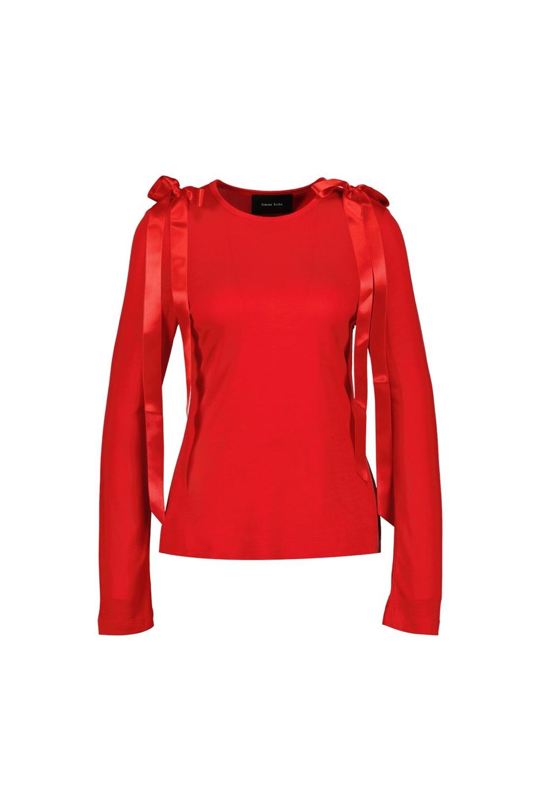 Simone Rocha-Bow Tail T-Shirt - Simone Rocha - Synthetik - Rot-Shirts-Black-Deal-Outlet-by-ARCHIVIST