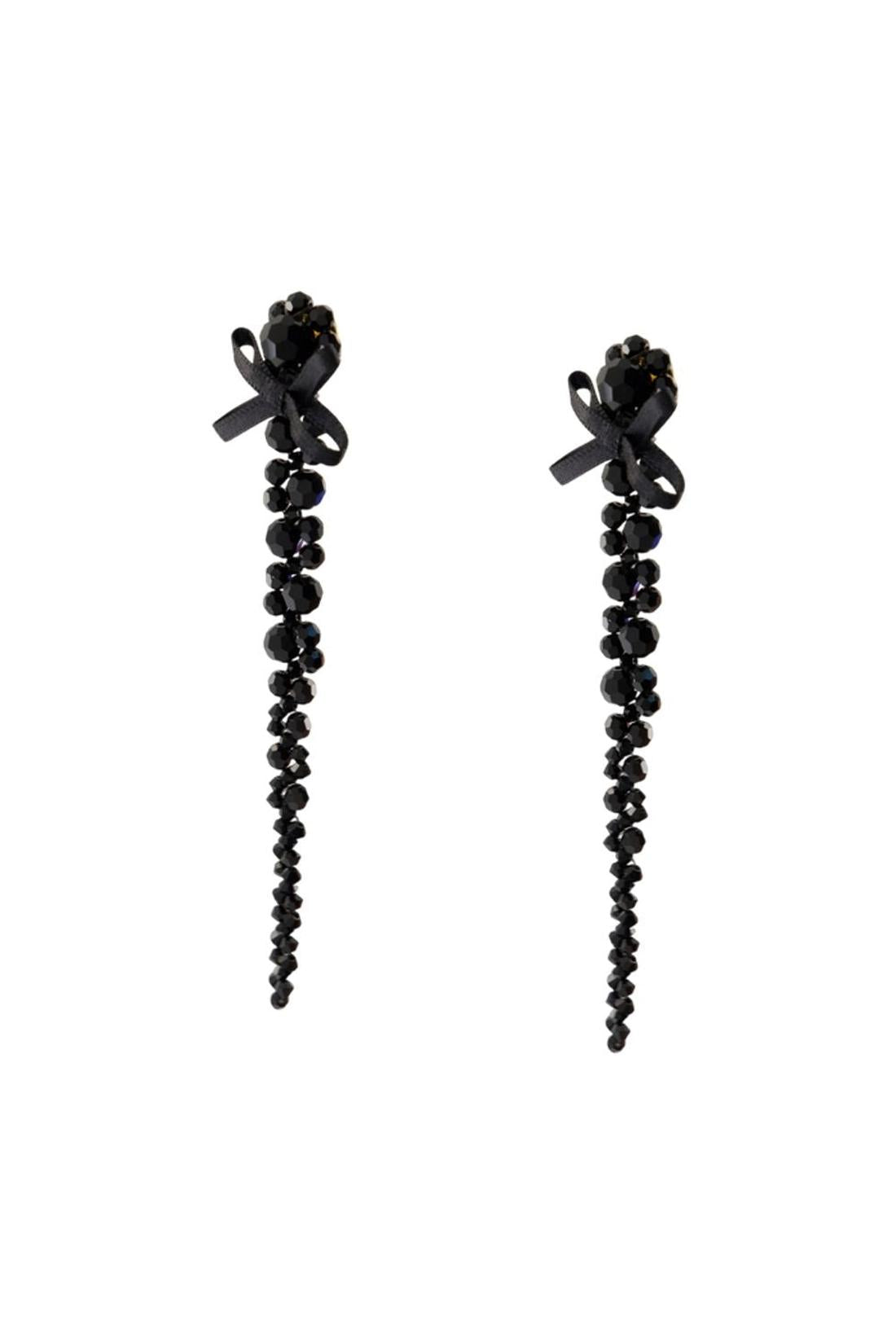 Simone Rocha-Petite Bow Drip Ohrringe - Simone Rocha - Crystal - Schwarz-Schmuck-Black-Deal-Outlet-by-ARCHIVIST