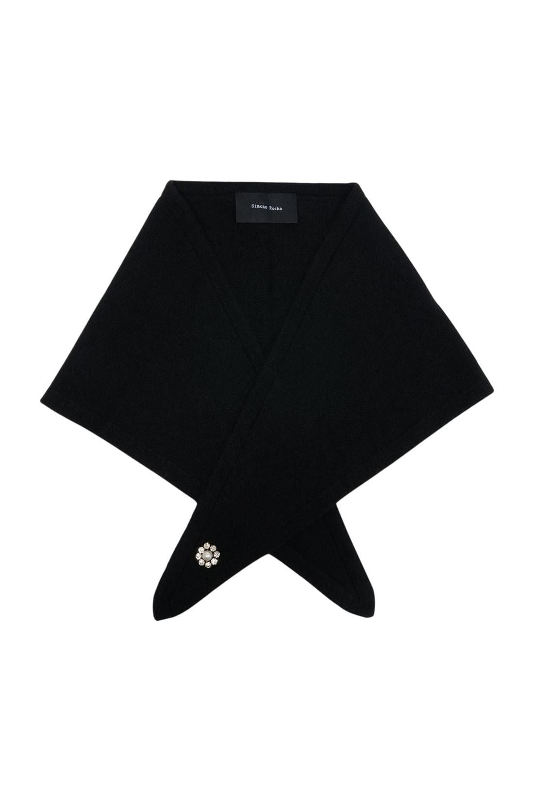 Cashmere Neckerchief W/ Emb Schal - Simone Rocha - Kaschmir - Schwarz