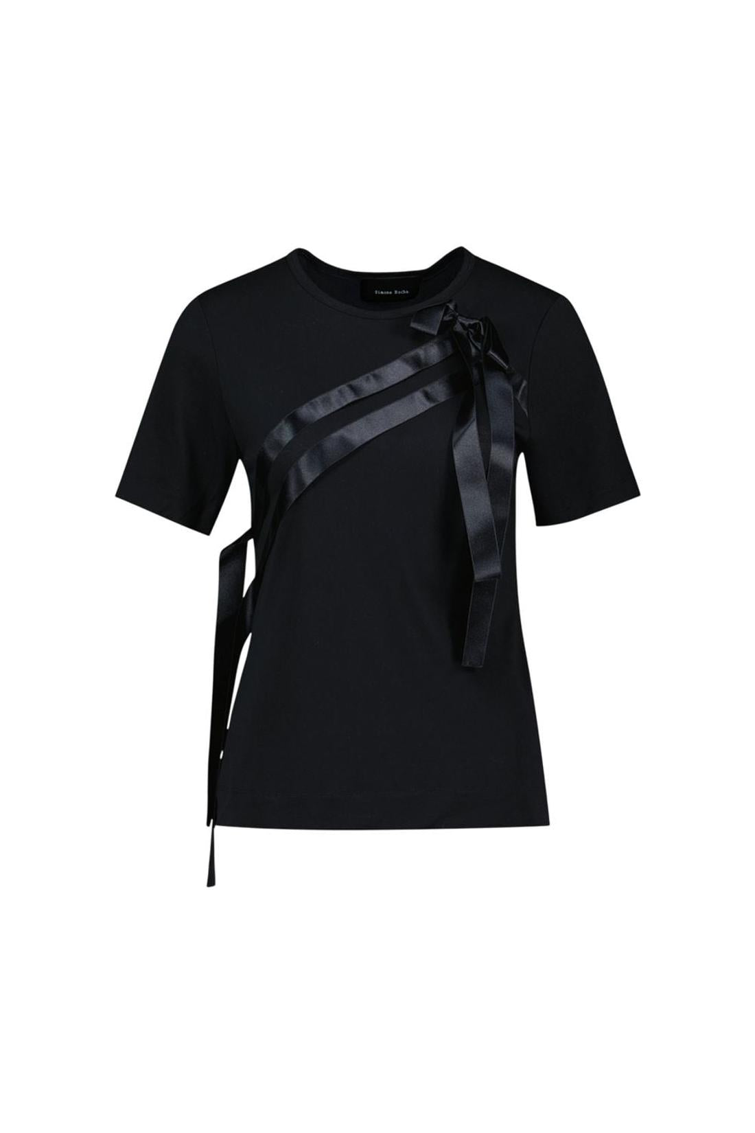 Bow Sash Easy T-Shirt - Simone Rocha - Lyocell - Schwarz-Shirts-Simone Rocha-XS-black-ARCHIVIST