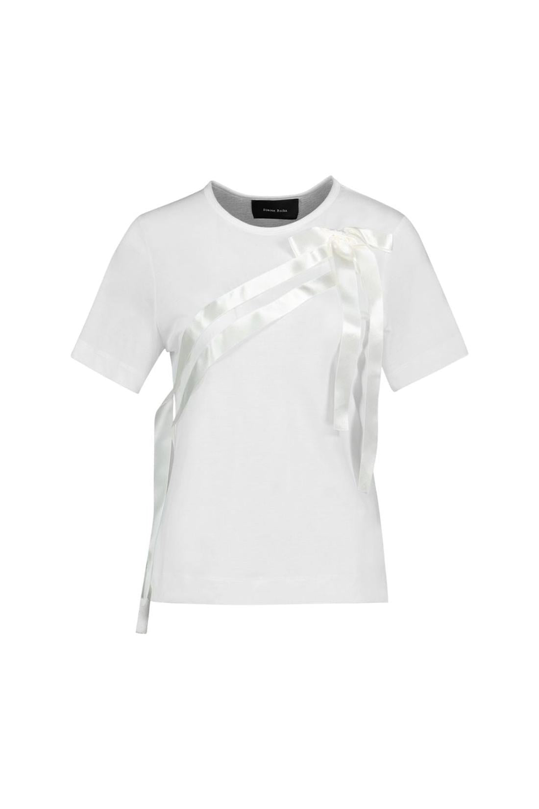 Bow Sash Easy T-Shirt - Simone Rocha - Lyocell - Elfenbeinfarben-Shirts-Simone Rocha-XS-ivory-ARCHIVIST