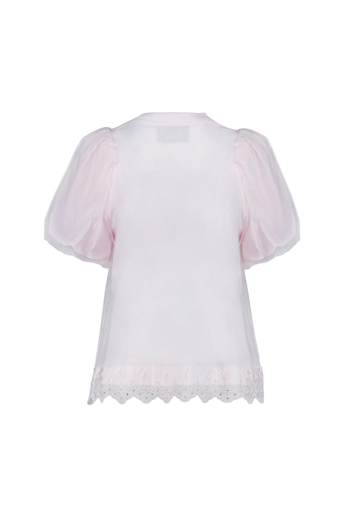 T-Shirt Tüll Overlay Puff Sleeve Lace - Simone Rocha - Baumwolle - Rosa