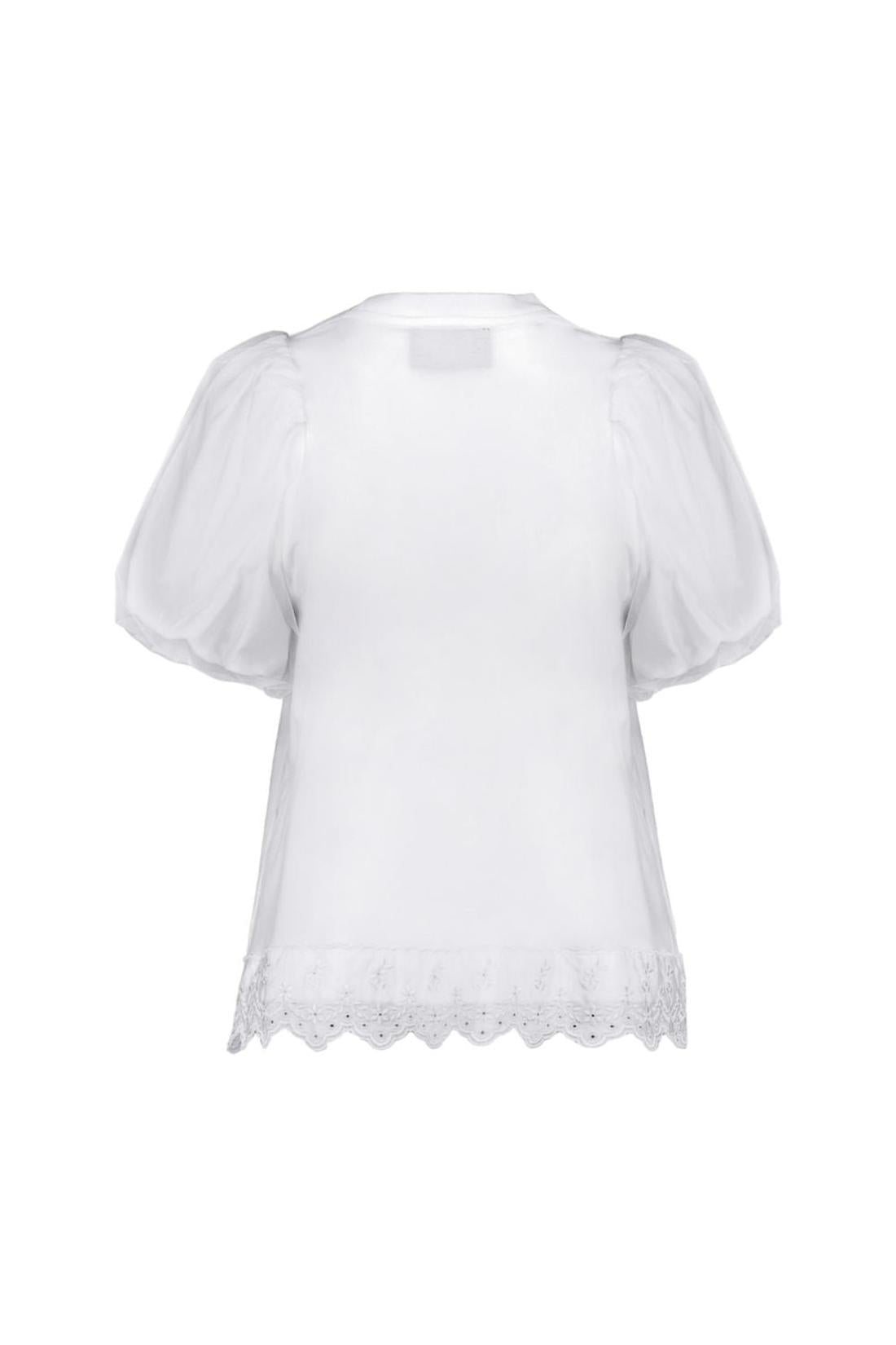T-Shirt Tüll Overlay Puff Sleeve Lace - Simone Rocha - Baumwolle - Weiß