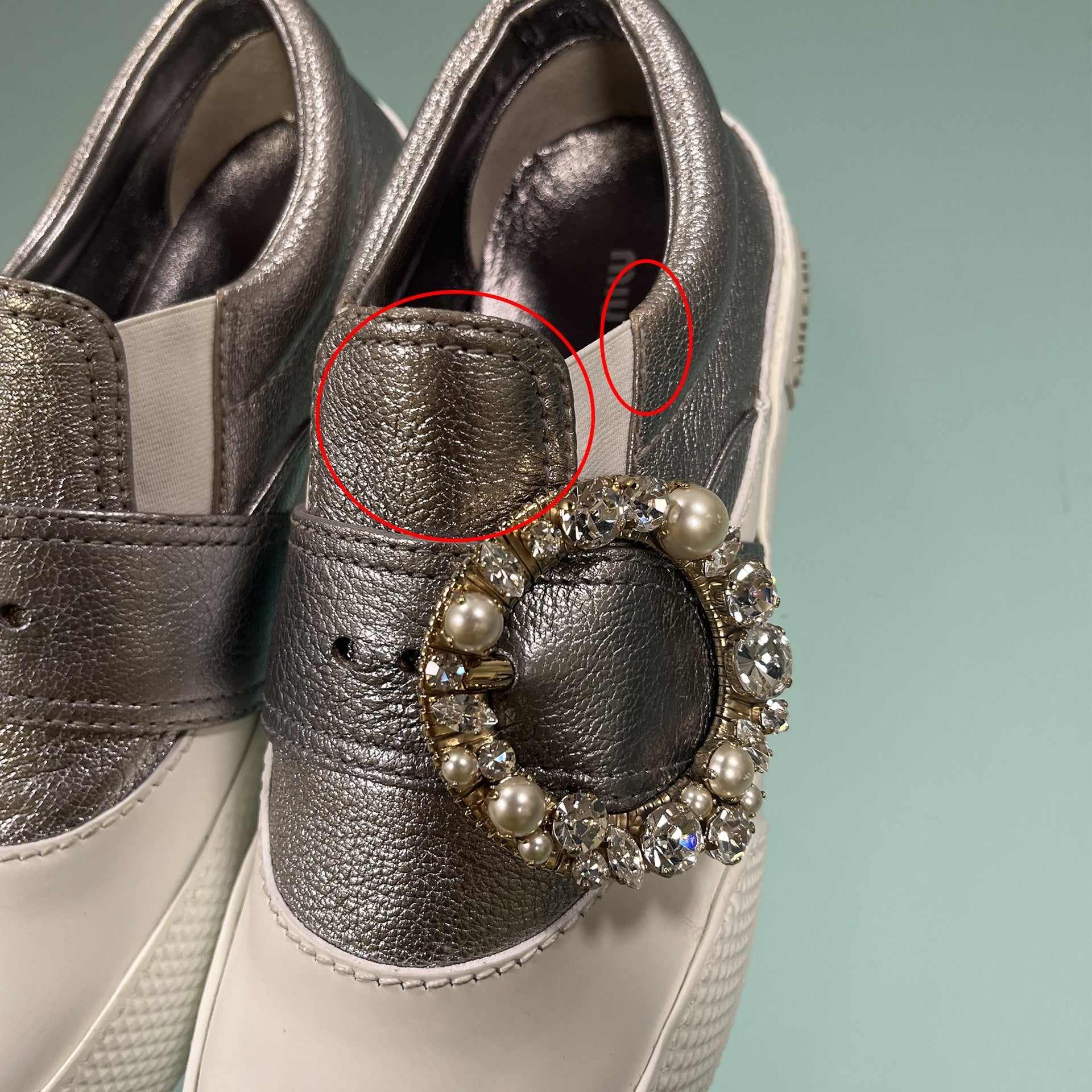 Miu Miu-Miu Miu Leather Crystal Sneakers-WOMEN SHOES-Black-Deal-Outlet-by-ARCHIVIST